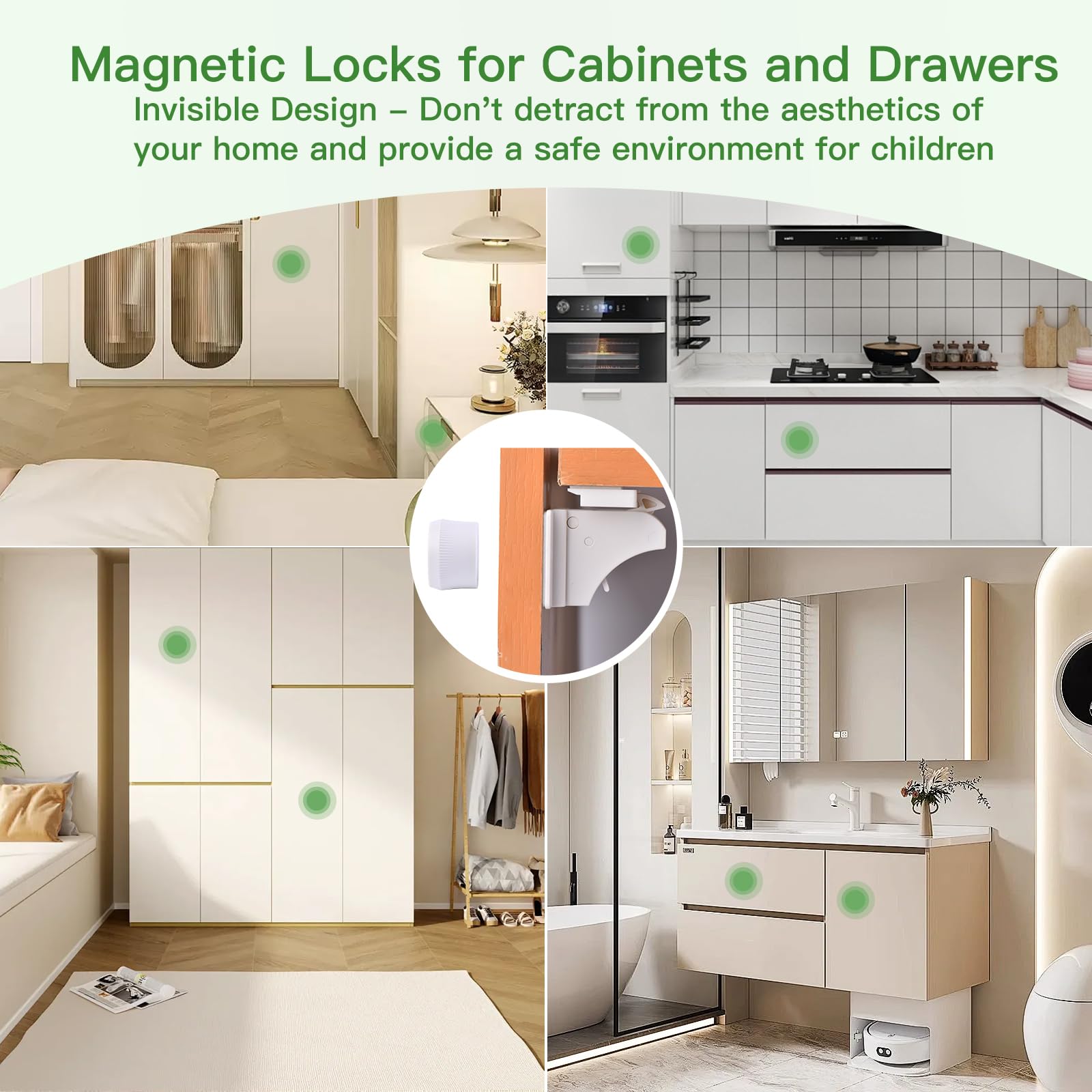 2 Pack Magnetic Cabinet Locks Keys