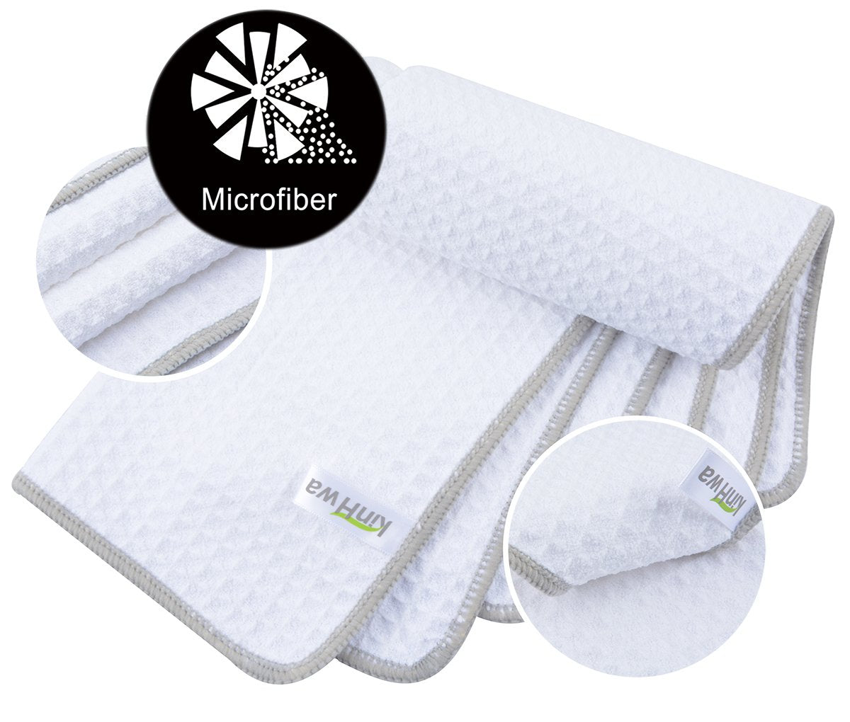 Waffle Microfiber Dish Cloths White Kitchen Towels (6 Count)