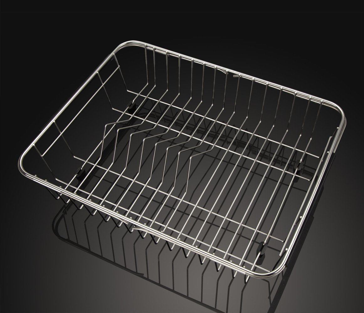 Dish Drying Rack with Stainless Steel Utensil Holder Large Dish Rack Drainer Drain Expandable Shelf Dish Rack in Sink or Over Sink or On Counter Rustproof Stainless Steel