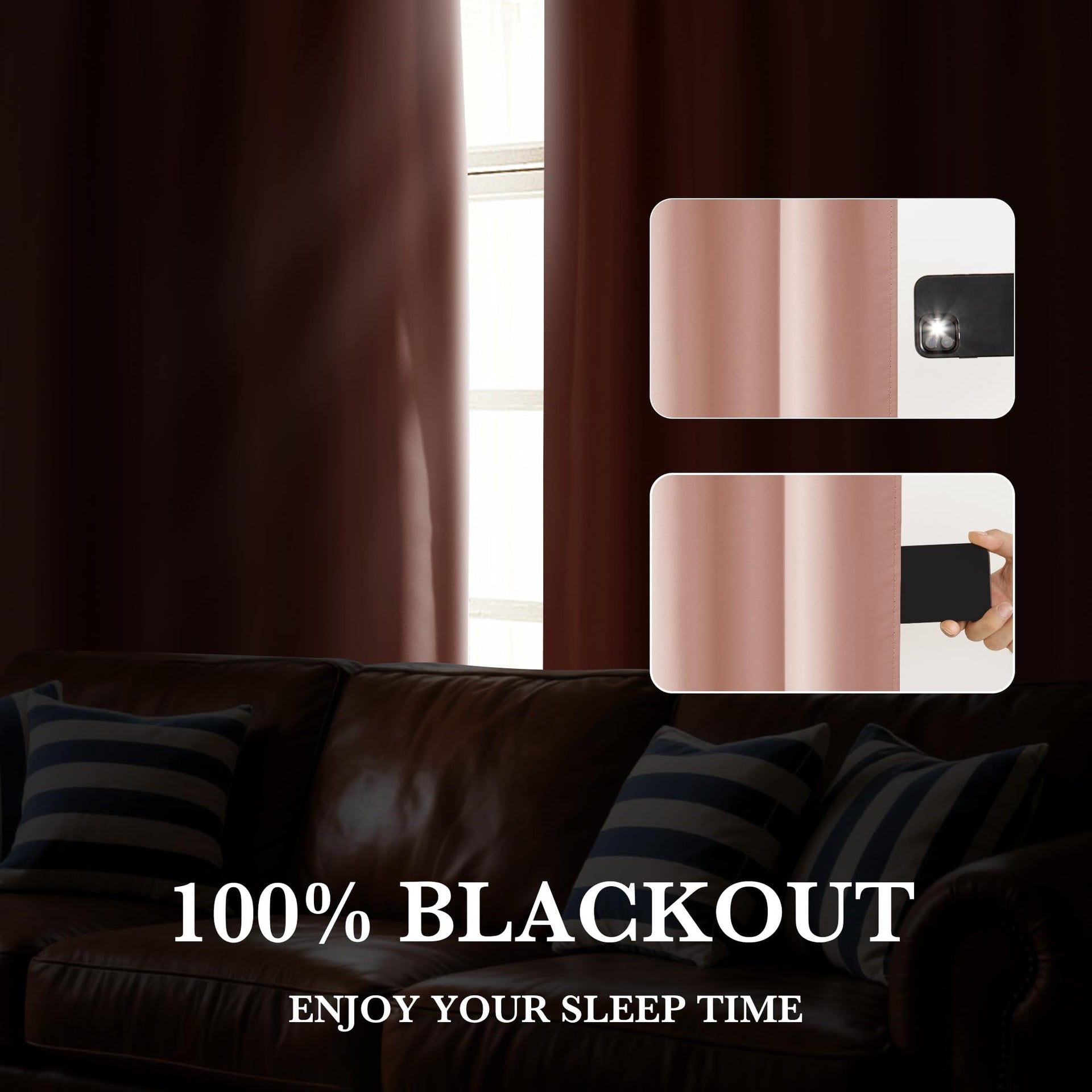100% Blackout Short Curtains for Small Window (2 Count)