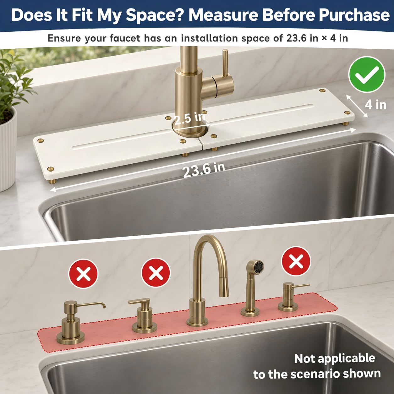2PCS Stone Faucet Mat for Kitchen Sink