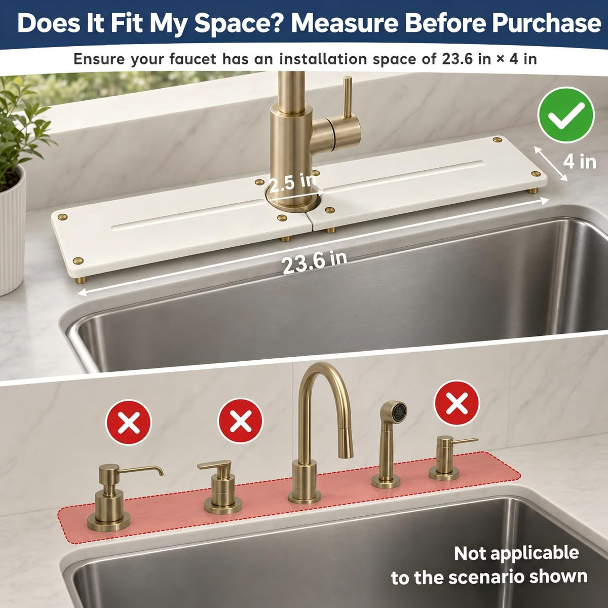 2PCS Stone Faucet Mat for Kitchen Sink
