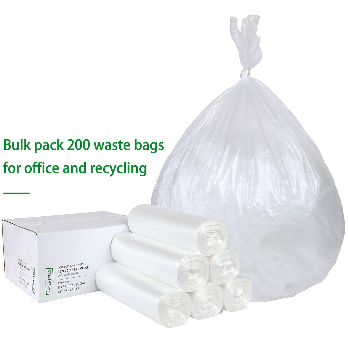55 Gallon Clear Trash Can Liners (200 Count)