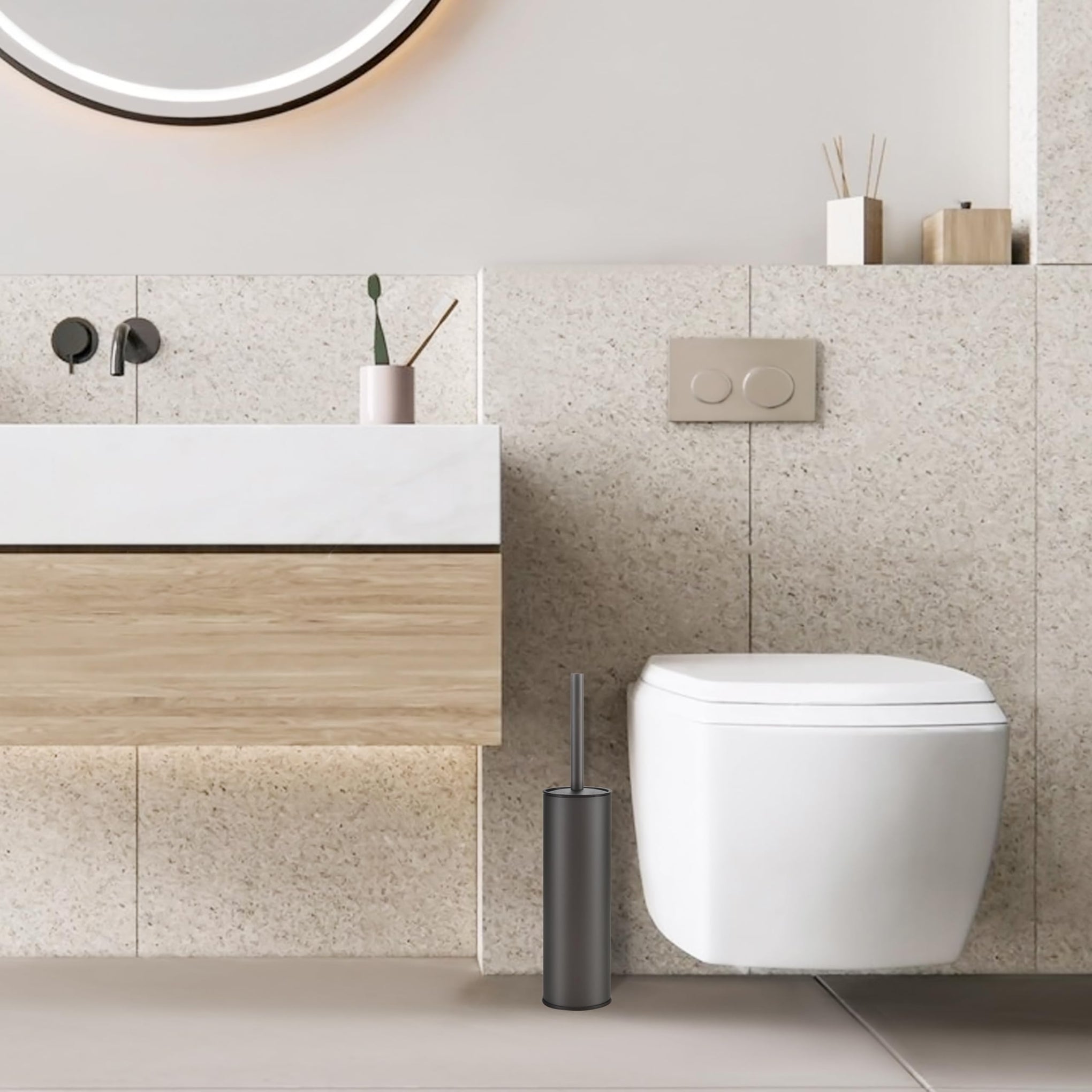 Gunmetal Grey Toilet Brush and Holder