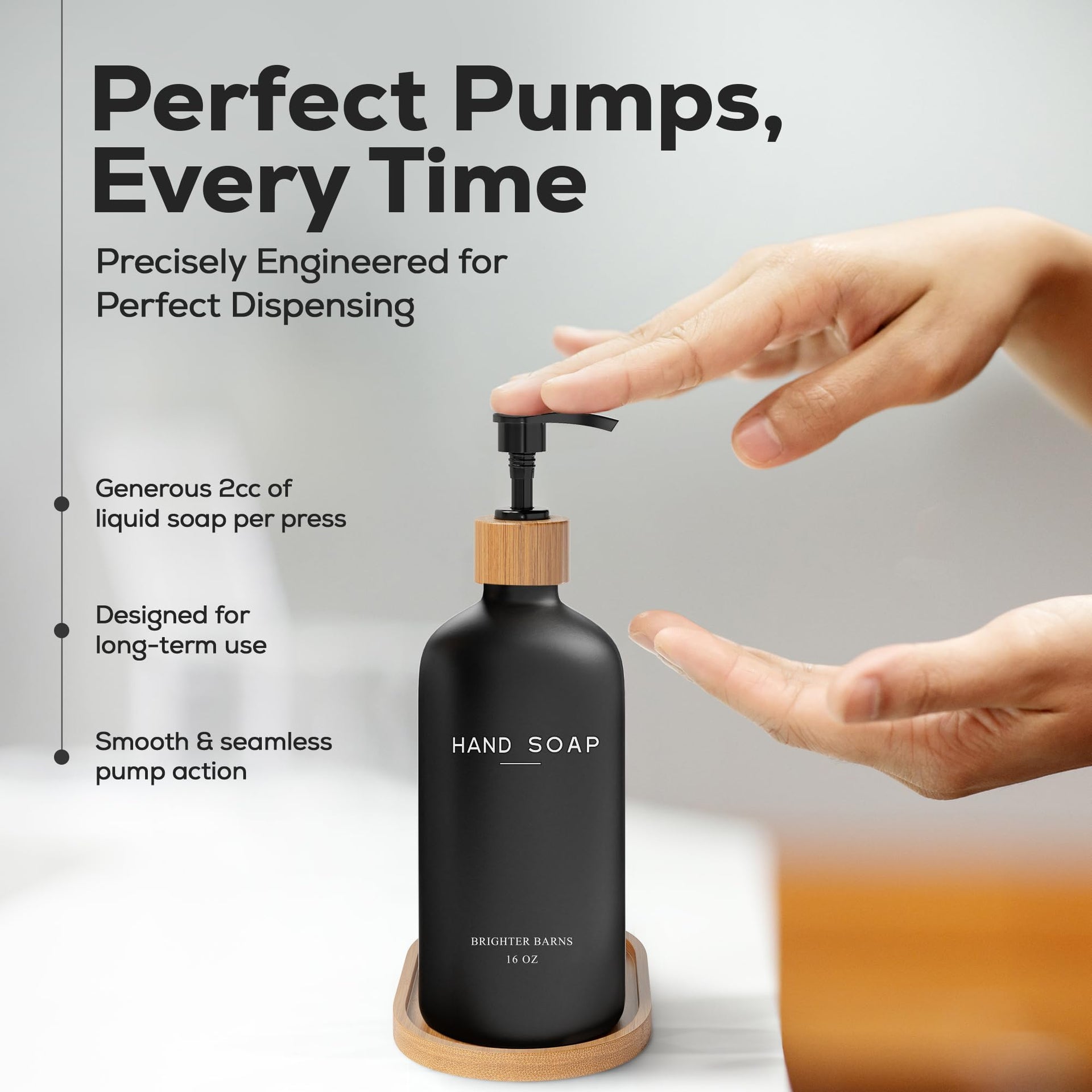 Black Glass Hand and Dish Soap Dispenser Set by Brighter Barns (2 Count)