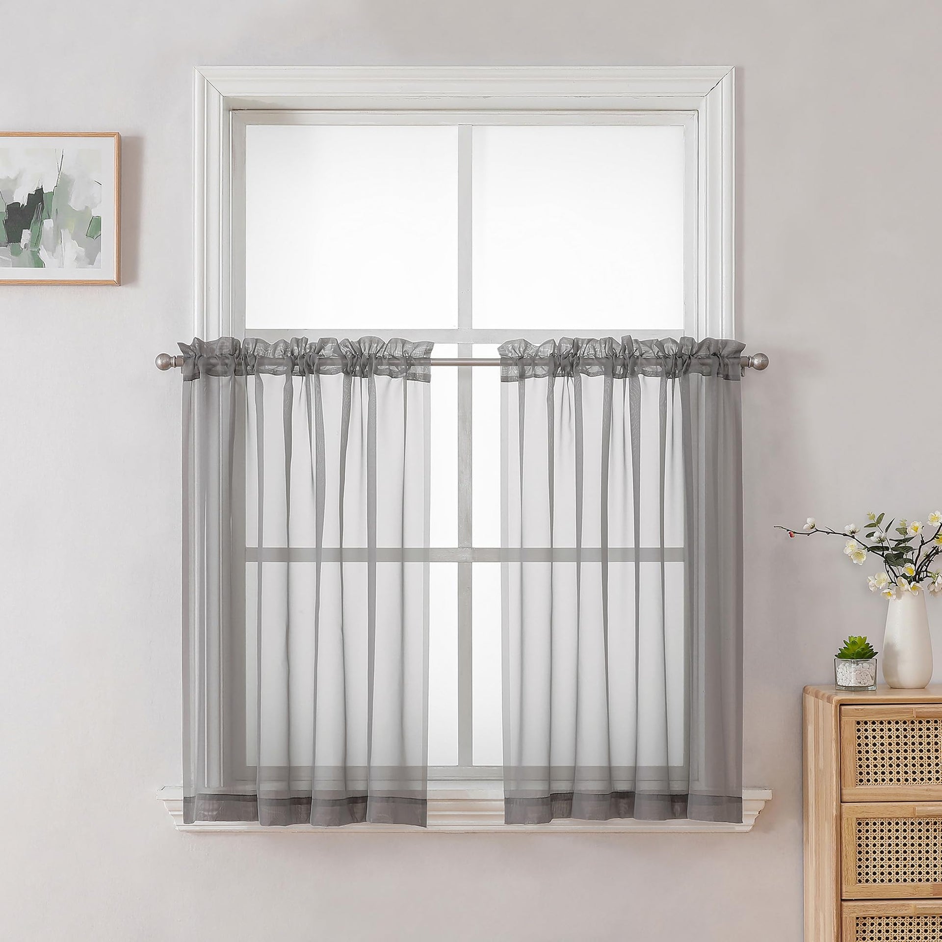 Sheer Curtains Tiers 42W x 24L Inches