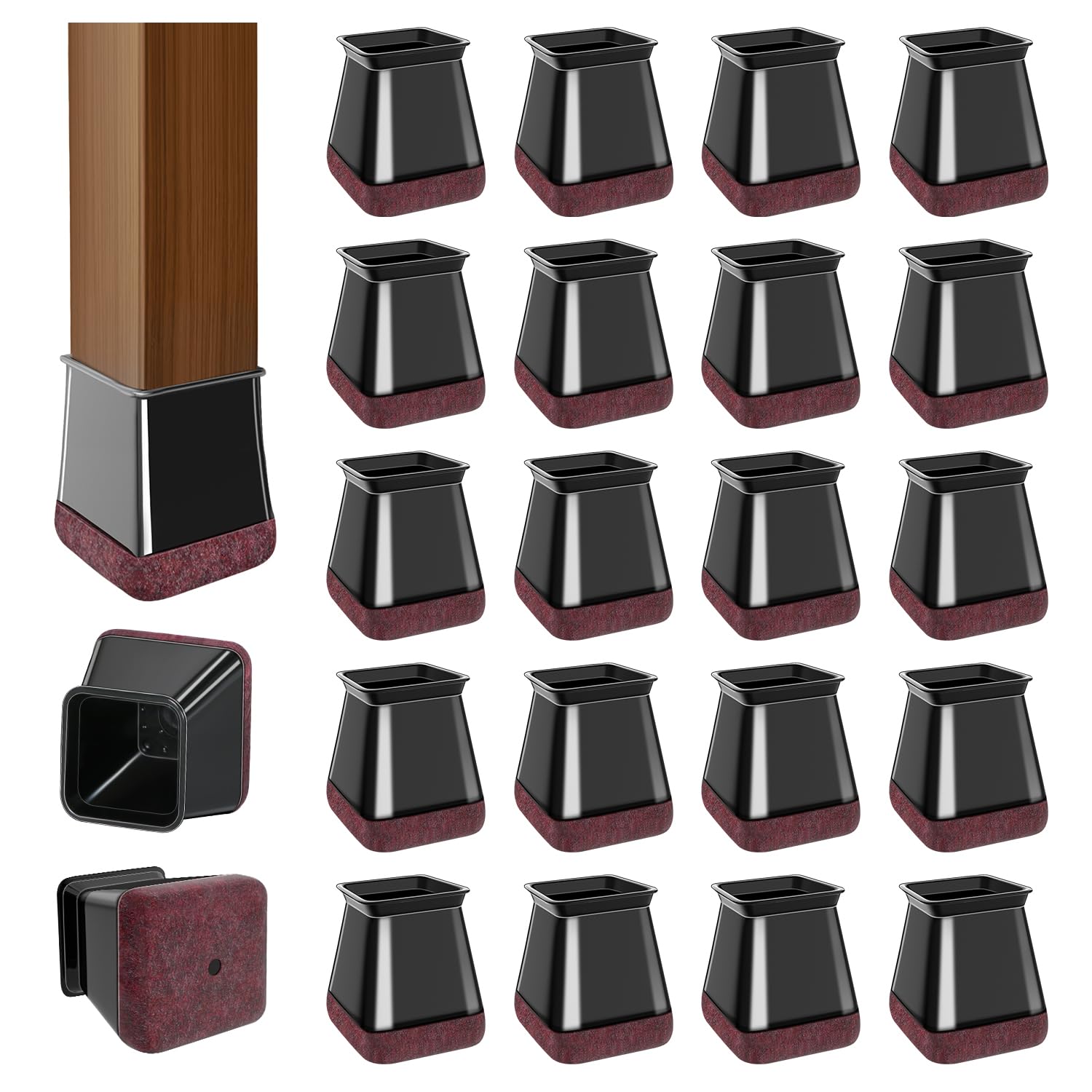 20 Pcs Chair Leg Floor Protectors Black Fit Diameter (20 Count)