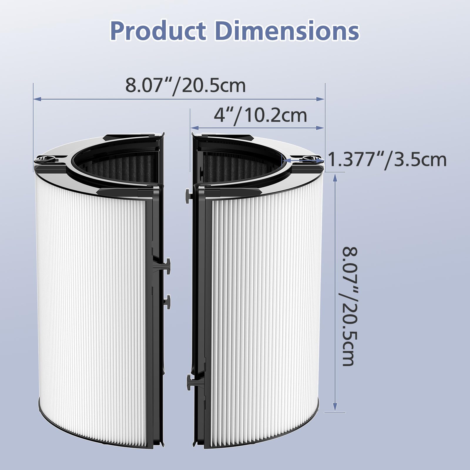 360° Combi Glass Hepa + Carbon Filter for Dyson Air Purifier TP07 TP10 PC1 (2 Count)