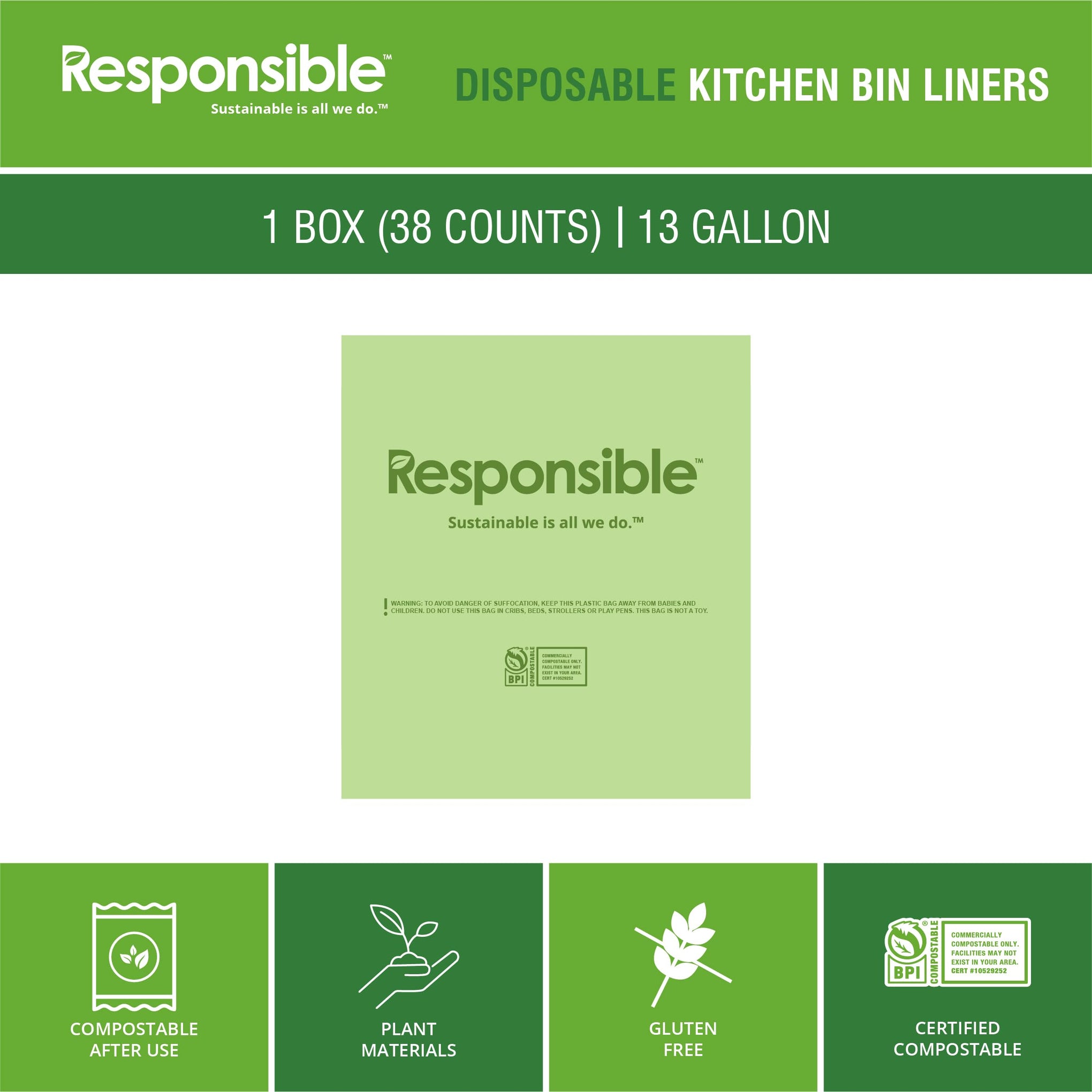 Kitchen Bin Liners (42 Count)