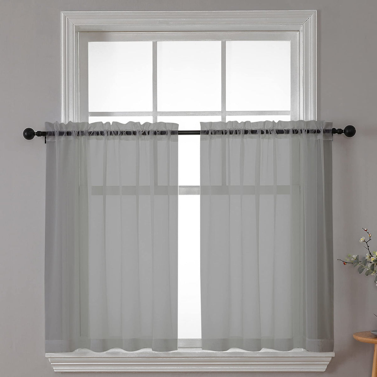 Sheer Window Curtains Tier 2 Pieces Set