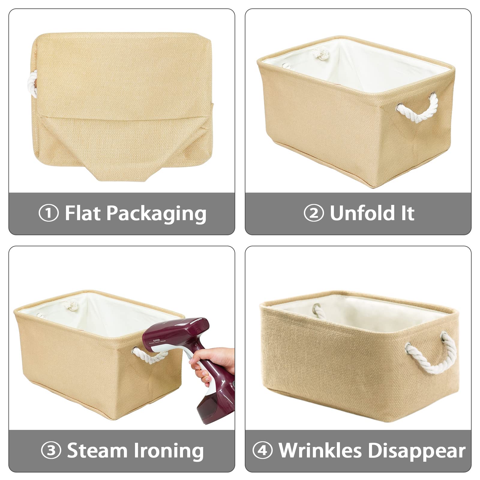 Decorative Basket Rectangular Fabric Storage Bin Organizer Basket with Handles for Clothes Storage