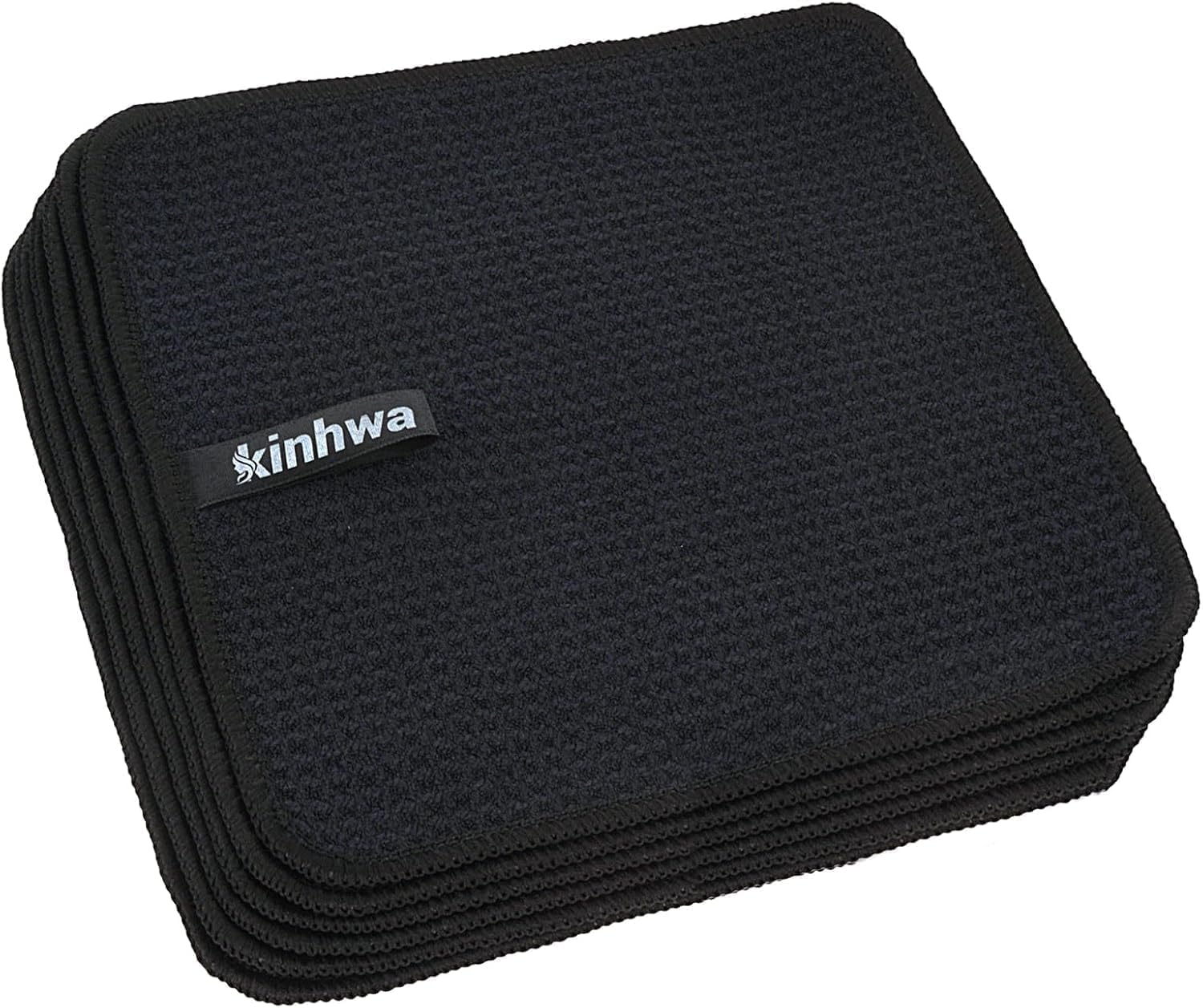 Waffle Microfiber Dish Cloths Black Kitchen Towels (10 Count)