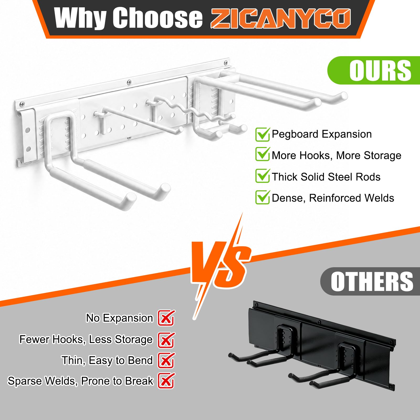 Garage Tool Organizer Wall Mount 66 inches with 13 Adjustable Heavy