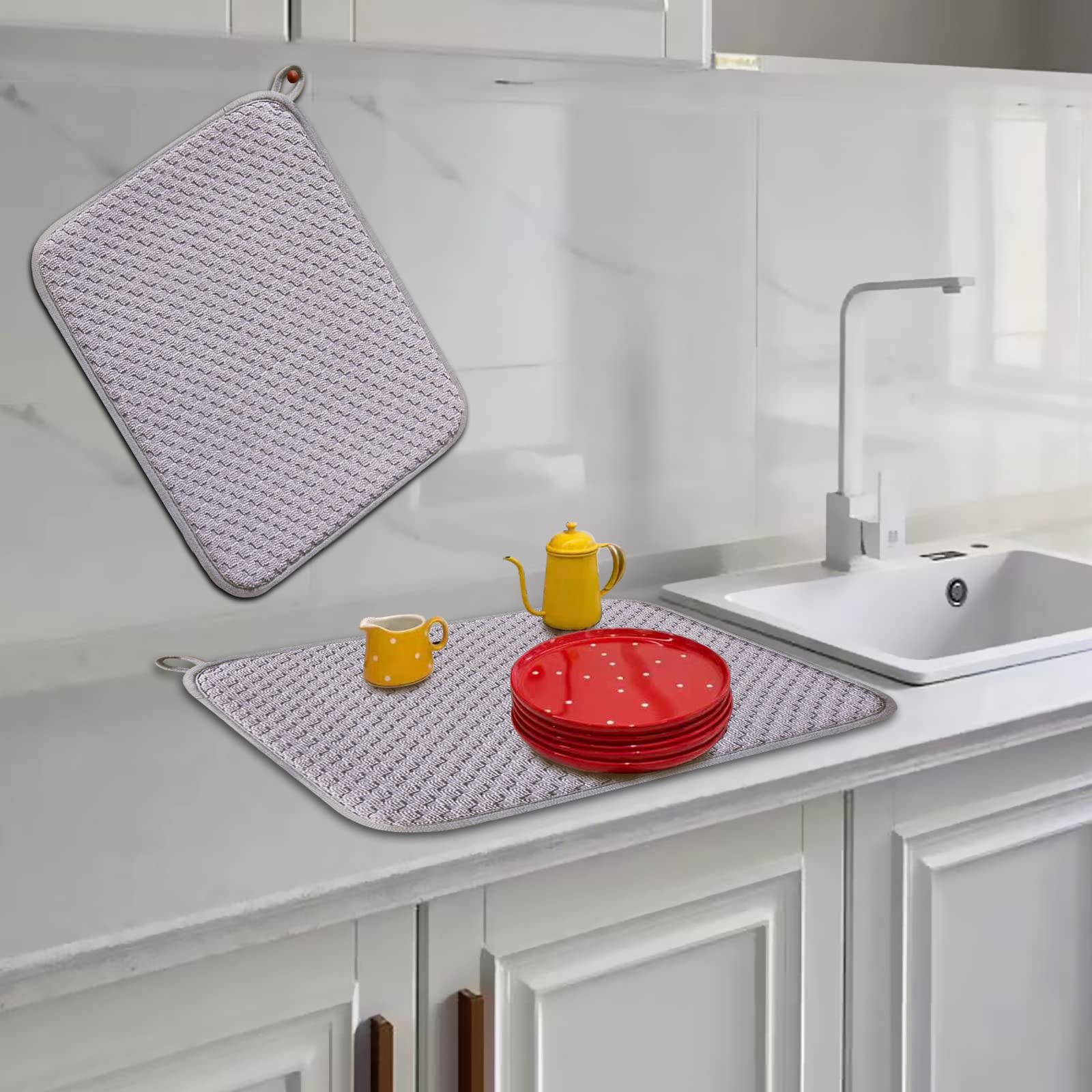 Dish Drying Mats for Kitchen Counter 2 Pack (2 Count)