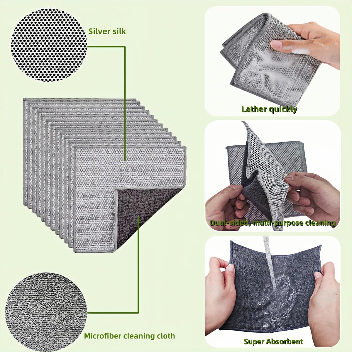 Stainless Steel Scrubber and Cleaning Rags (6 Count)
