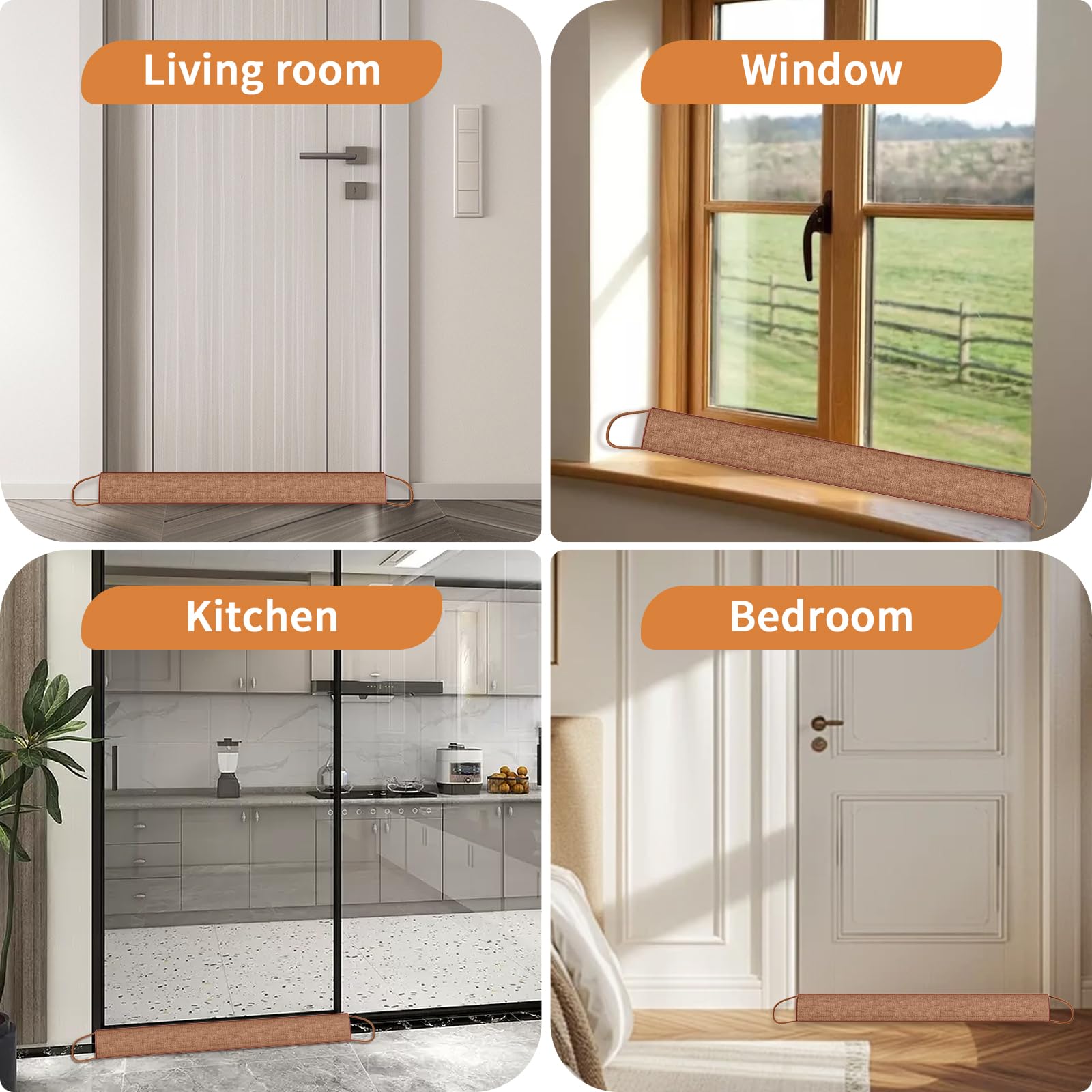 Triangle Under Door Draft Stopper Bottom Door Gap Filler & Seal Windproof Coating Cover Fits 30” to 36” Door Block Noise