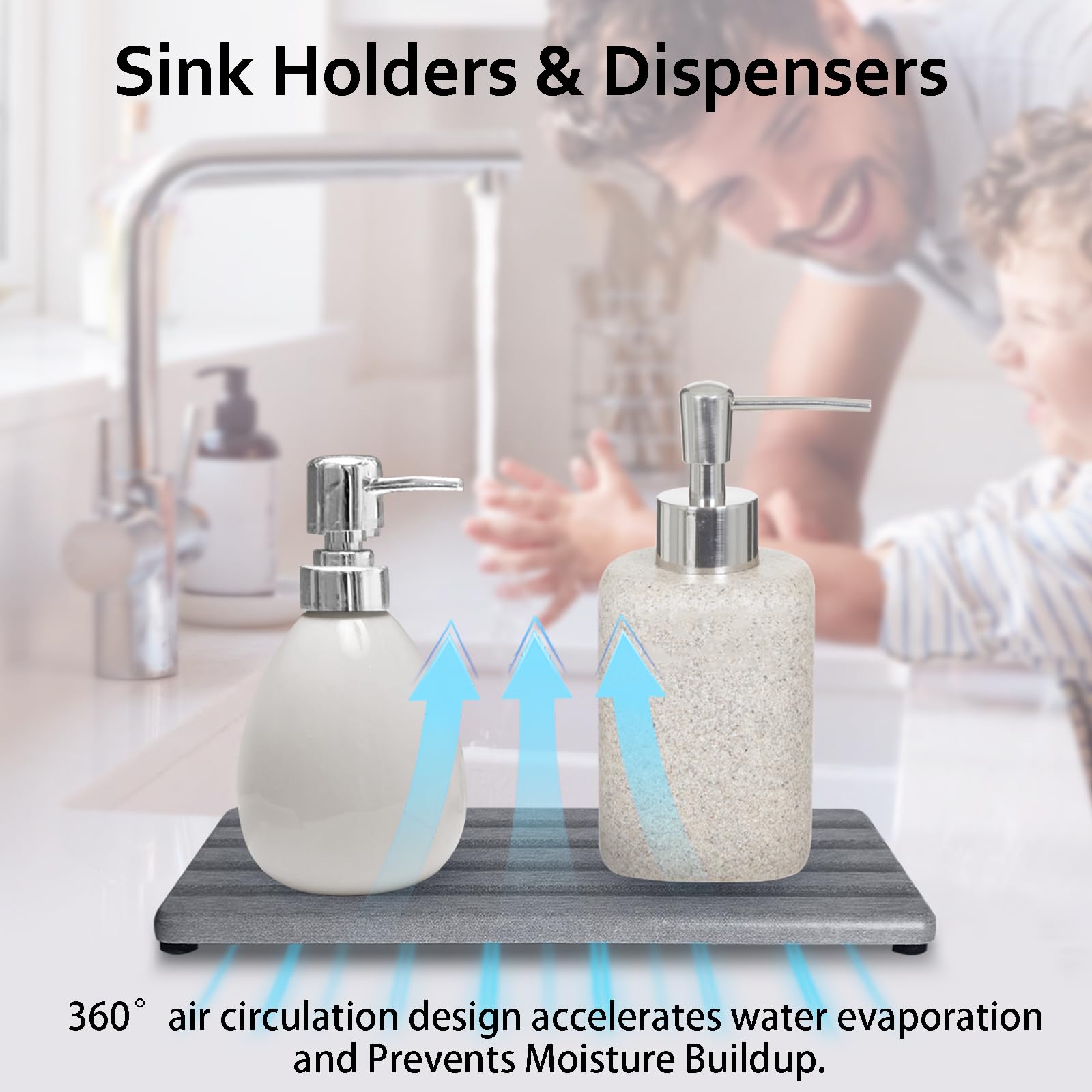 Set of 3 Water Absorbing Stone Tray Diatomite Hand Soap Holder for Bathroom