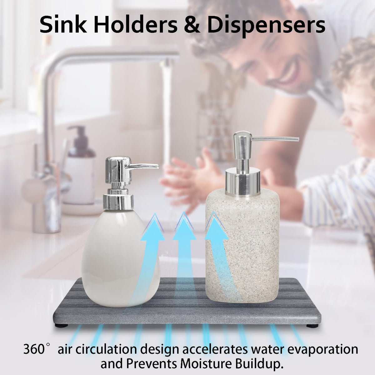 Diatomite Soap Dish Holder Water Absorbing Stone Tray Bathroom Countertop (2 Count)