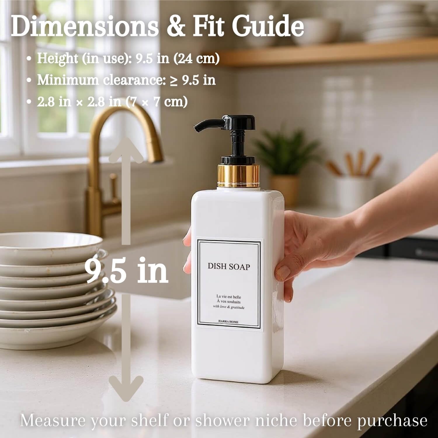 Modern Gold Design Shampoo and Conditioner Dispenser (3 Count)