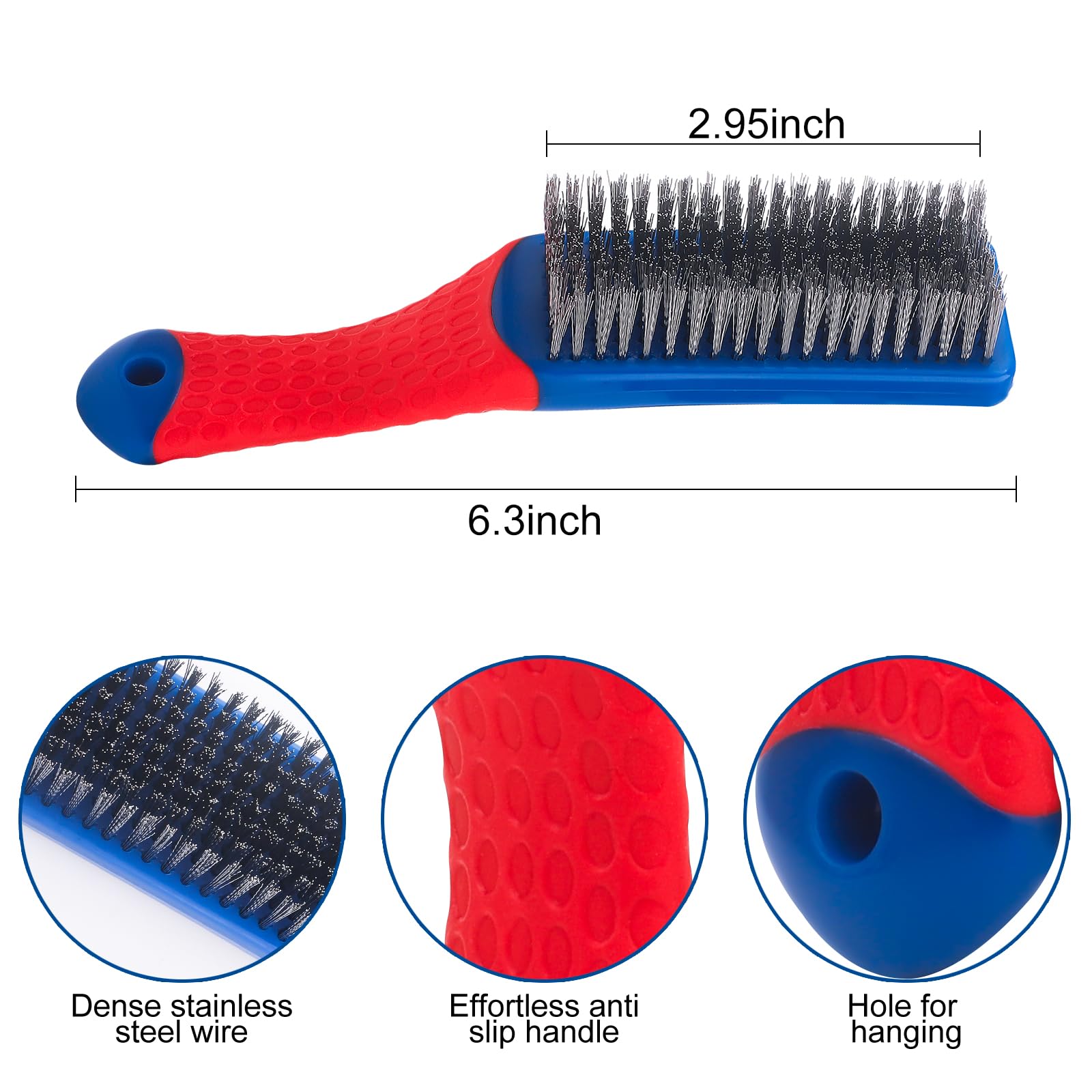 Wire Brushes 2 Pcs Steel Brushes Heavy Duty Carbon Steel and Stainless Steel Wire Scratch Brush with Rubber Ergonomic Handle (2 Count)