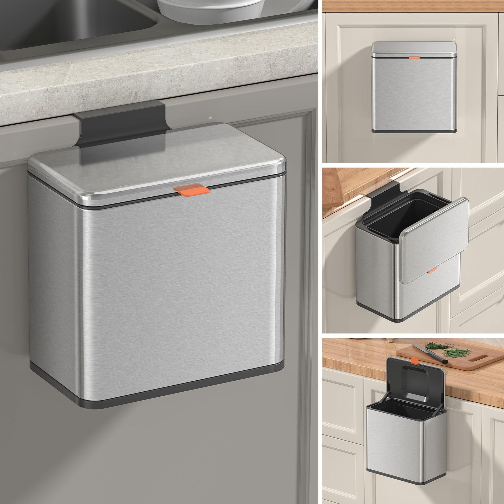 1.05 Gal Silver Hanging Stainless Steel Compost Bin