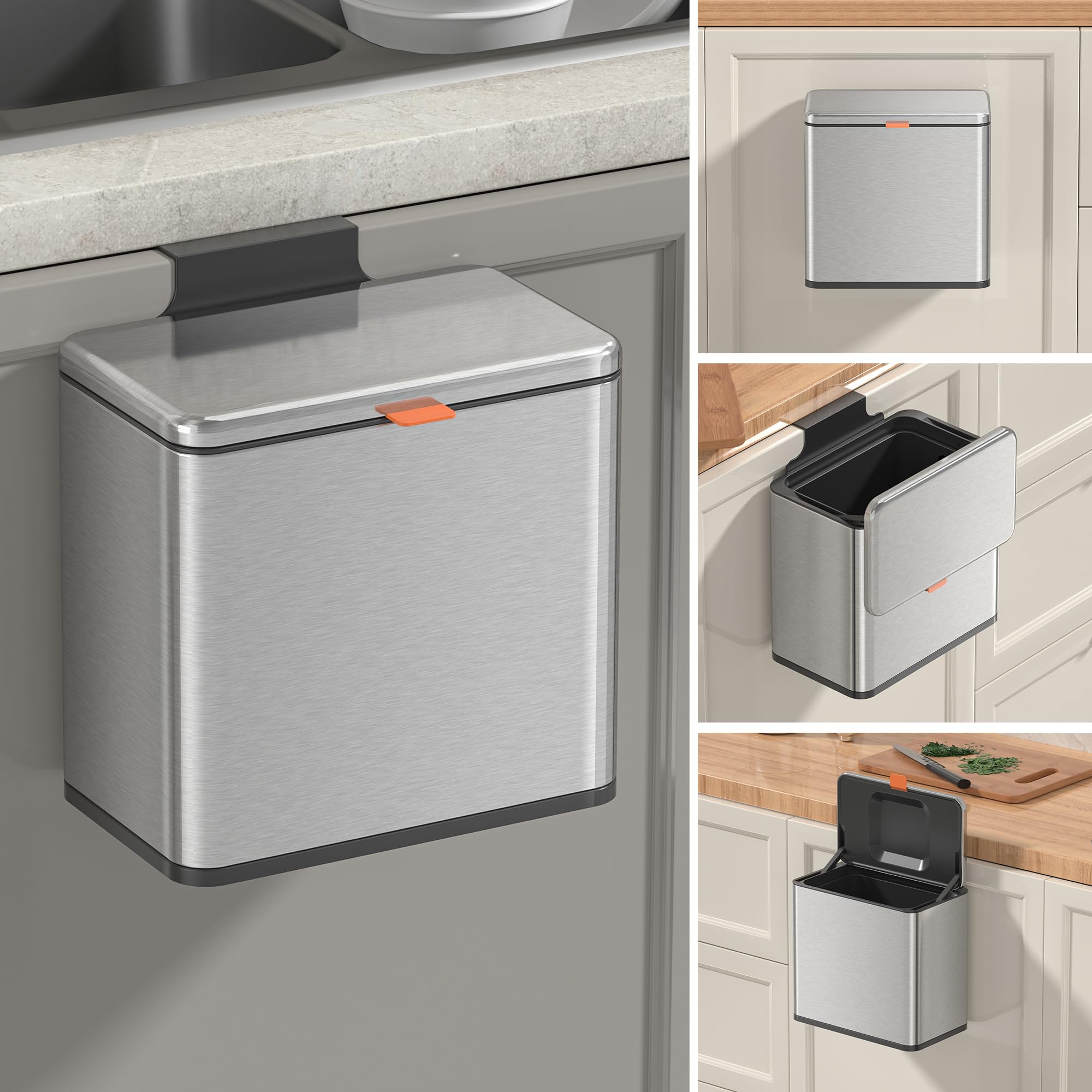 1.05 Gal Silver Hanging Stainless Steel Compost Bin