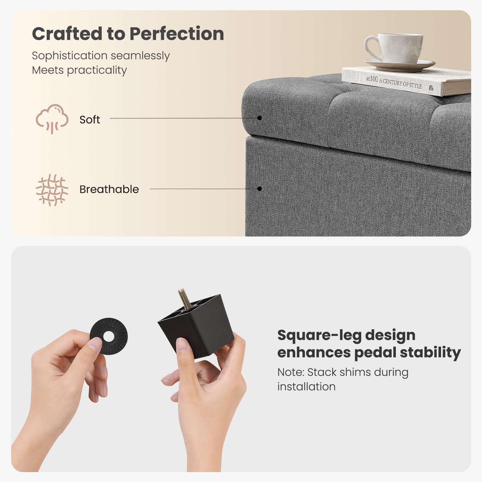 Storage Ottoman Bench for Bedroom