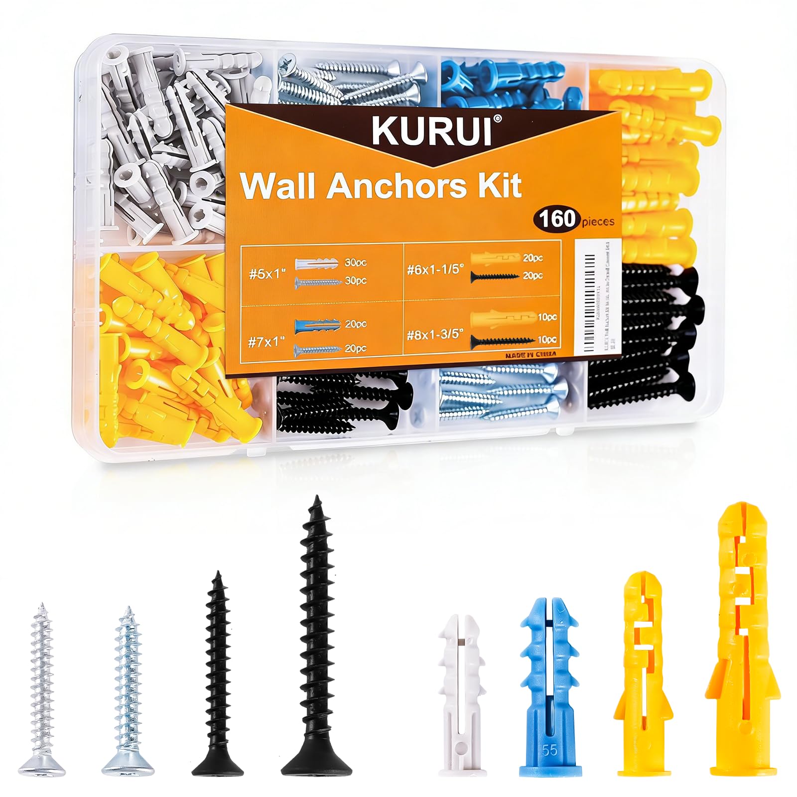 Drywall Anchors and Screws Assortment Kit (160 Count)
