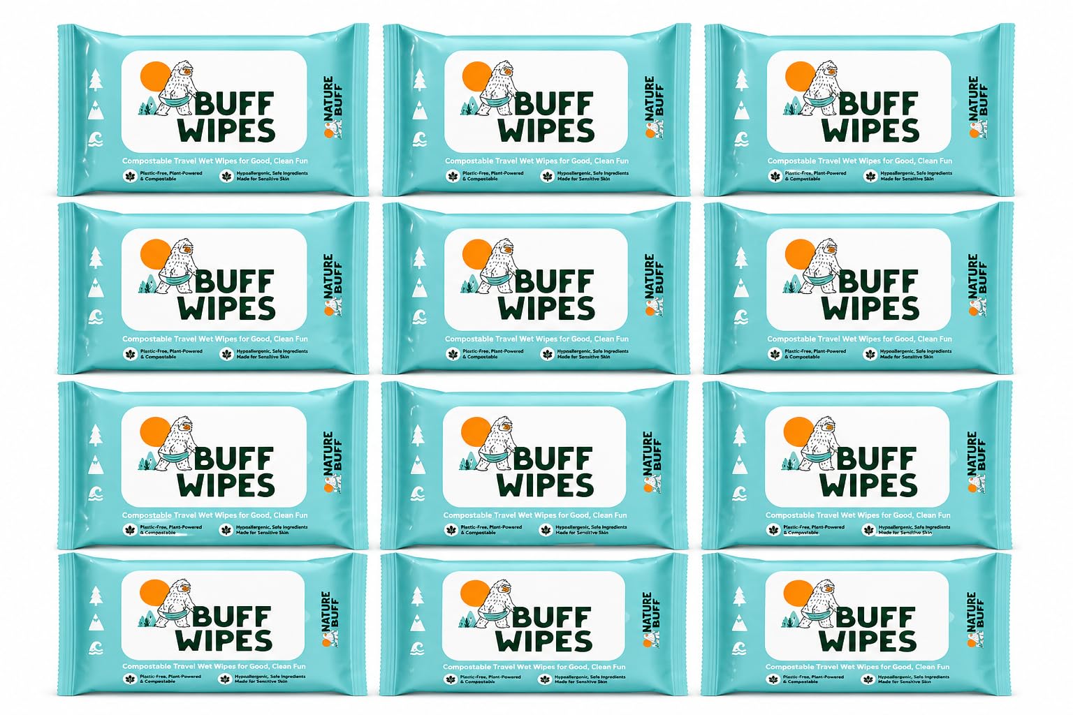 Camping Wet Wipes 8 x 8 Inch Full Body Wipes Unscented Outdoor Travel Wipes for Hiking Backpacking Camping Hygiene Pack of 12 (12 Count)