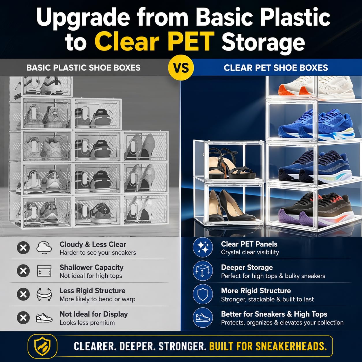 2 Pack Clear Acrylic Shoe Boxes Fit Size 12 (2 Count)