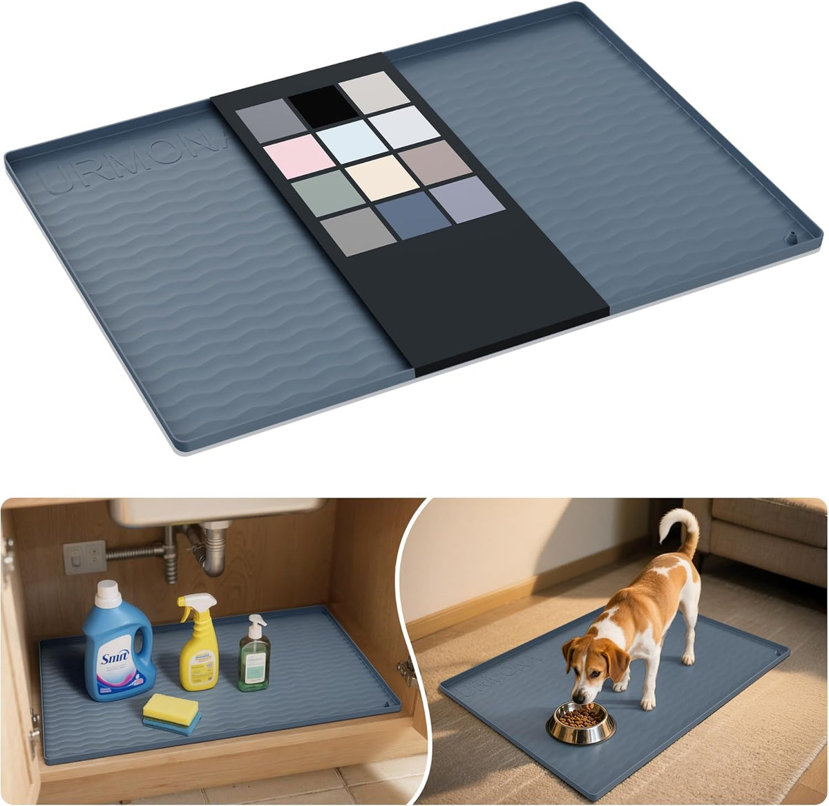 Waterproof Silicone Under Sink Mat 28'' x 19'' Shelf Liner for Kitchen and Bathroom (532 sq in)