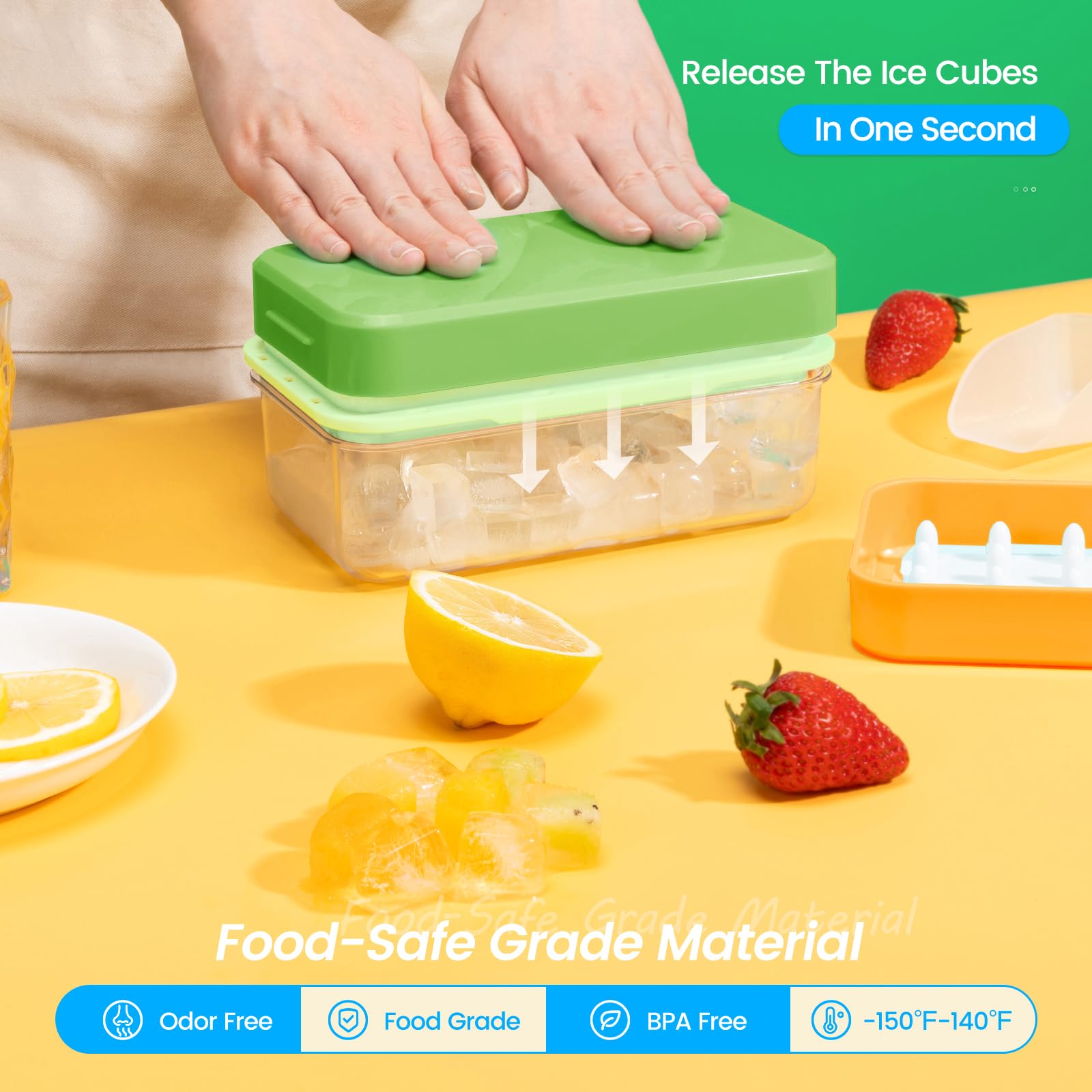 Ice Cube Tray with Lid and Bin