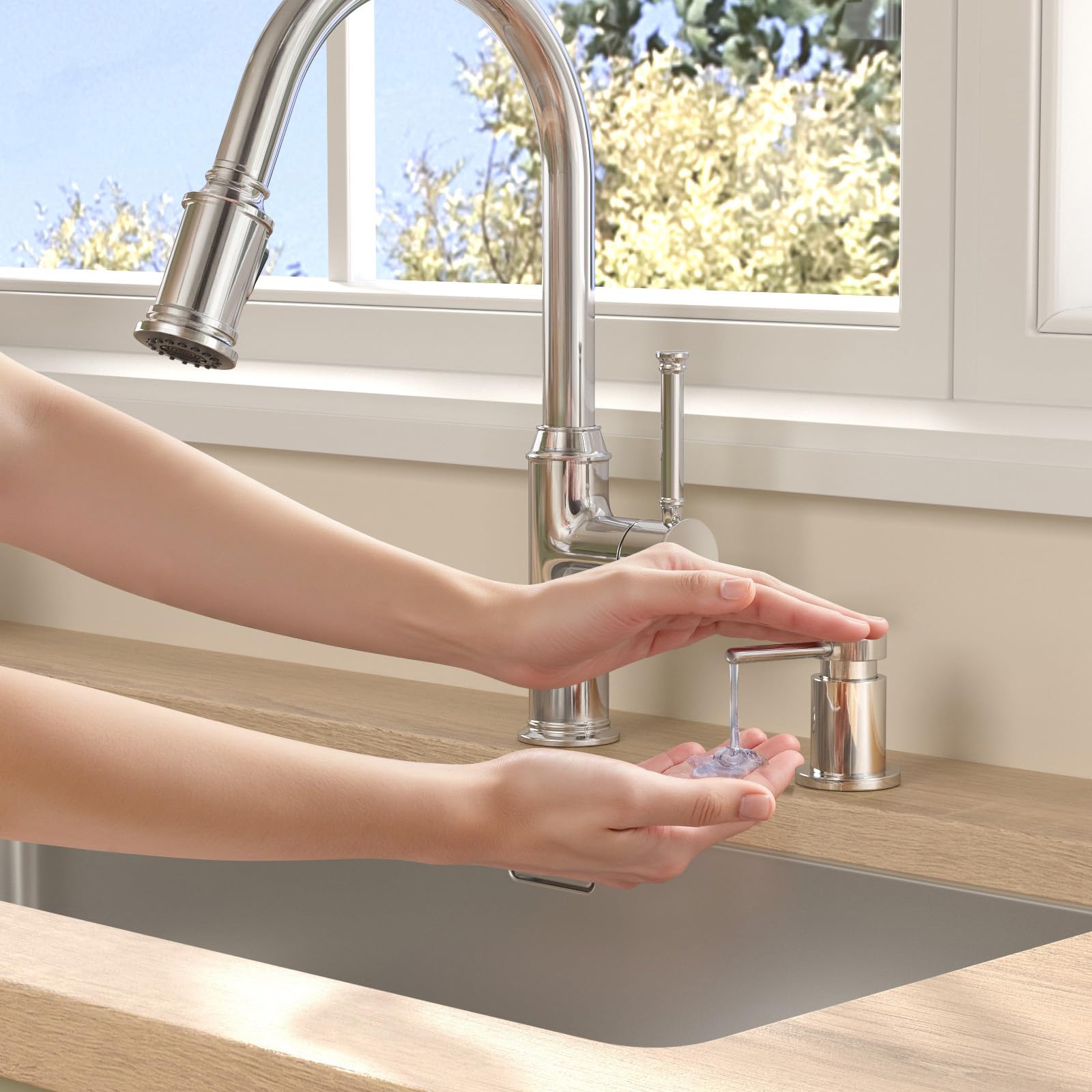 Chrome Soap Dispenser for Kitchen Sink (18 Ounce)