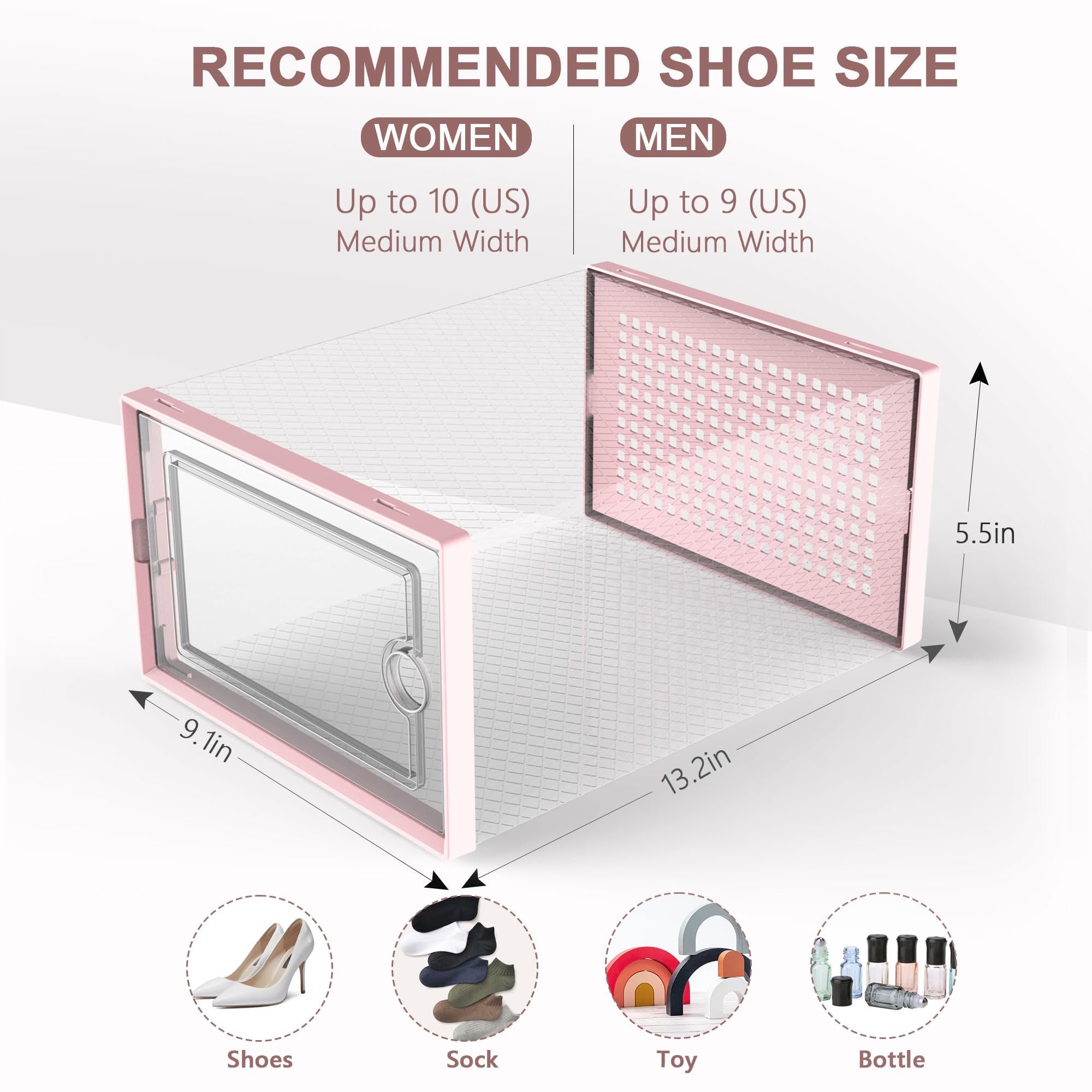 Shoe Organizers Storage Boxes for Closet (12 Count)