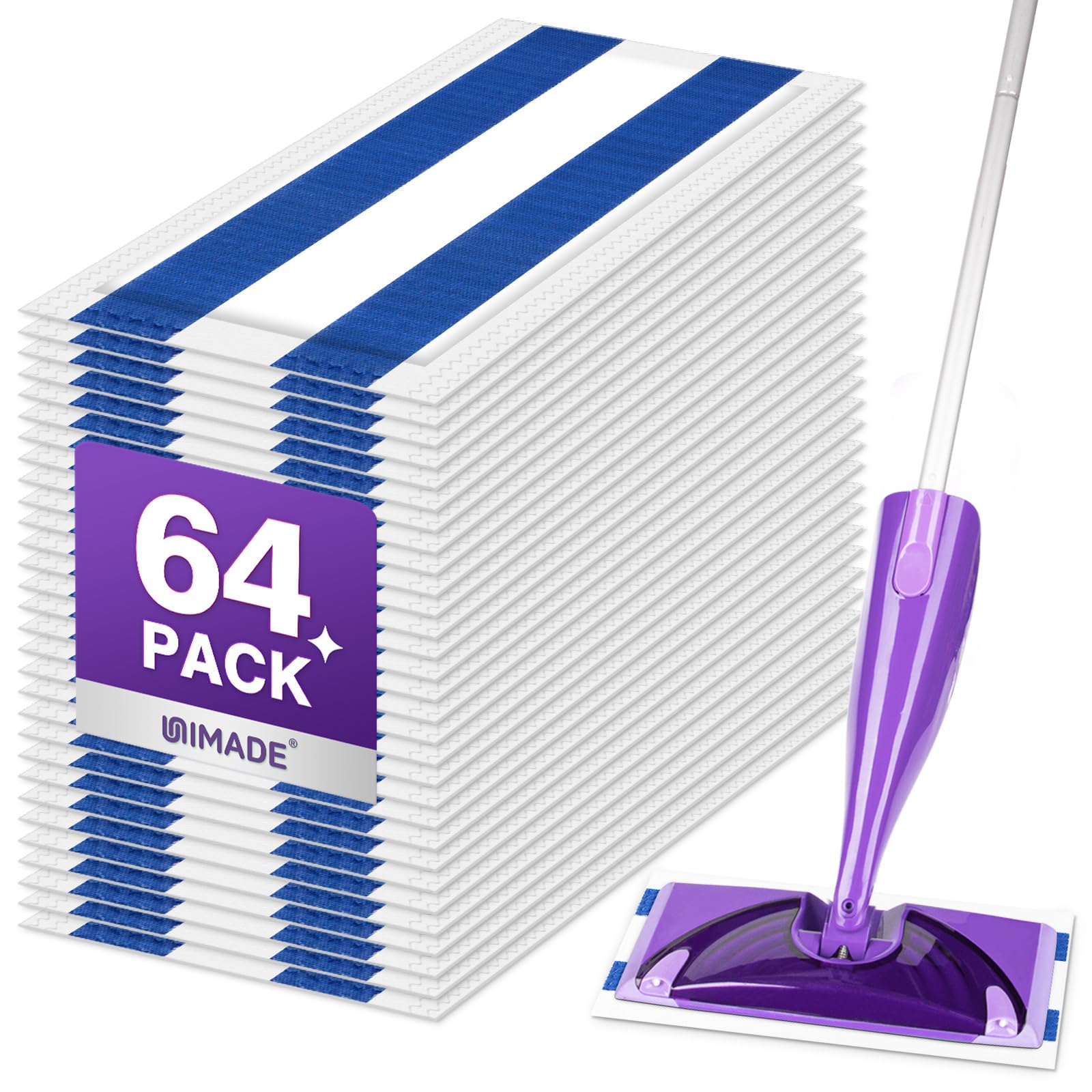 64 Count Mop Pad Refill Compatible with Swiffer WetJet