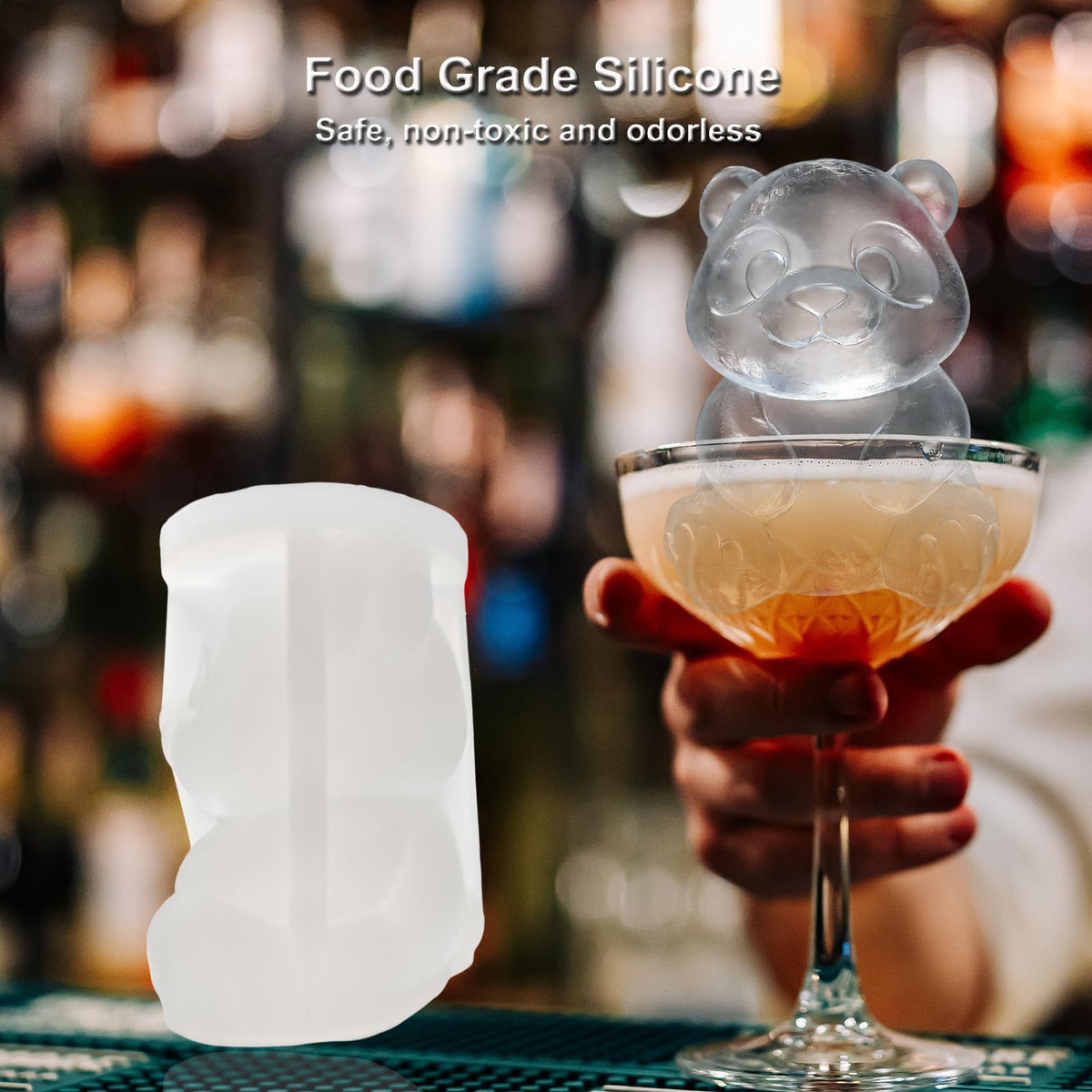 3D Panda Ice Cube Silicone Molds Tray for Whiskey (2 Count)