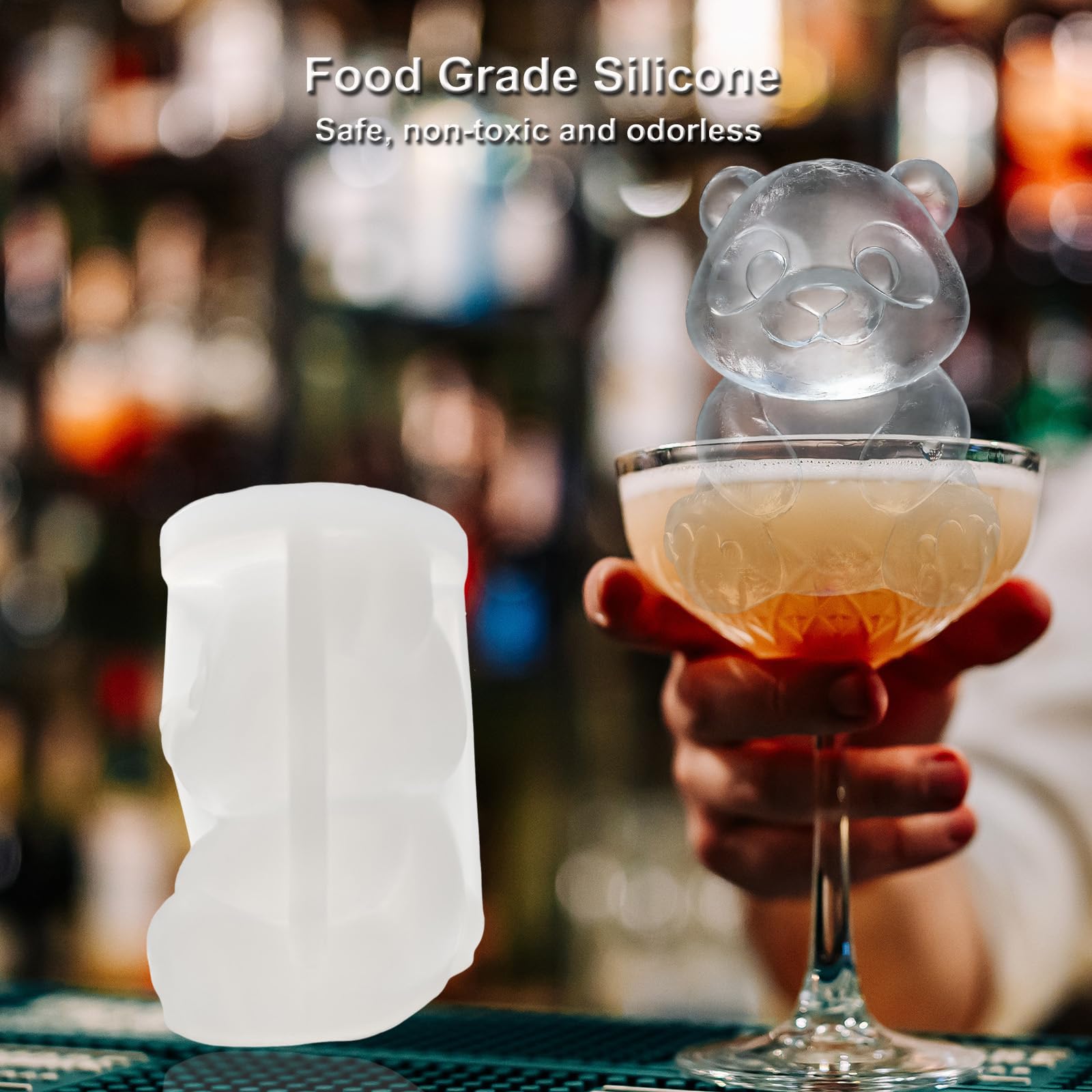 3D Panda Ice Cube Silicone Molds Tray for Whiskey (2 Count)
