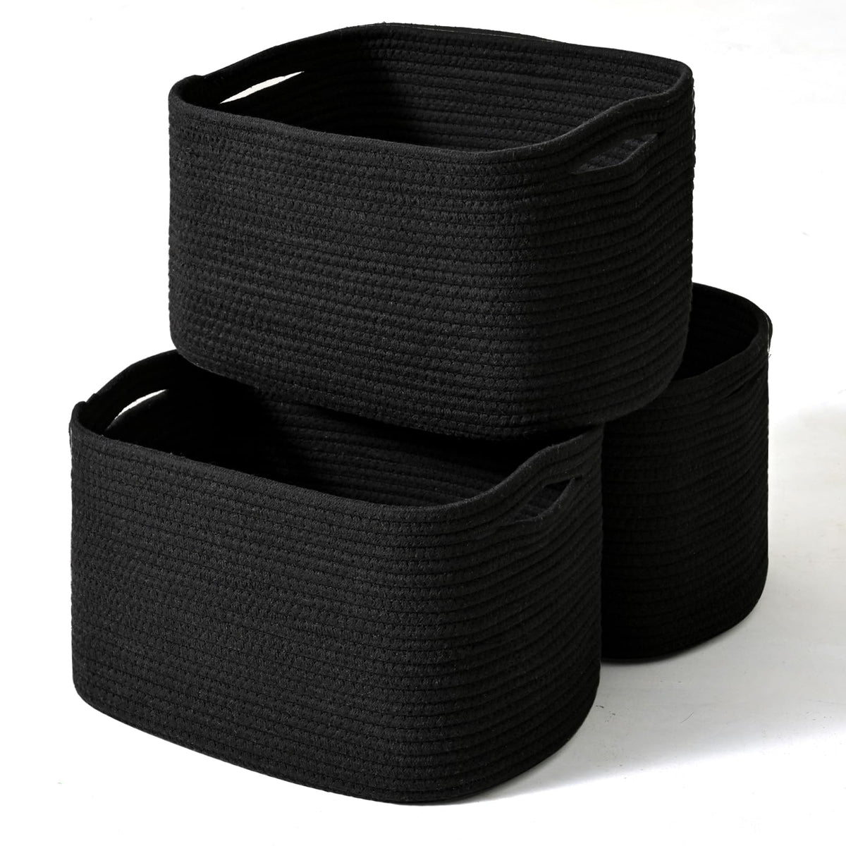 Black Storage Baskets for Organizing Shelves (3 Count)