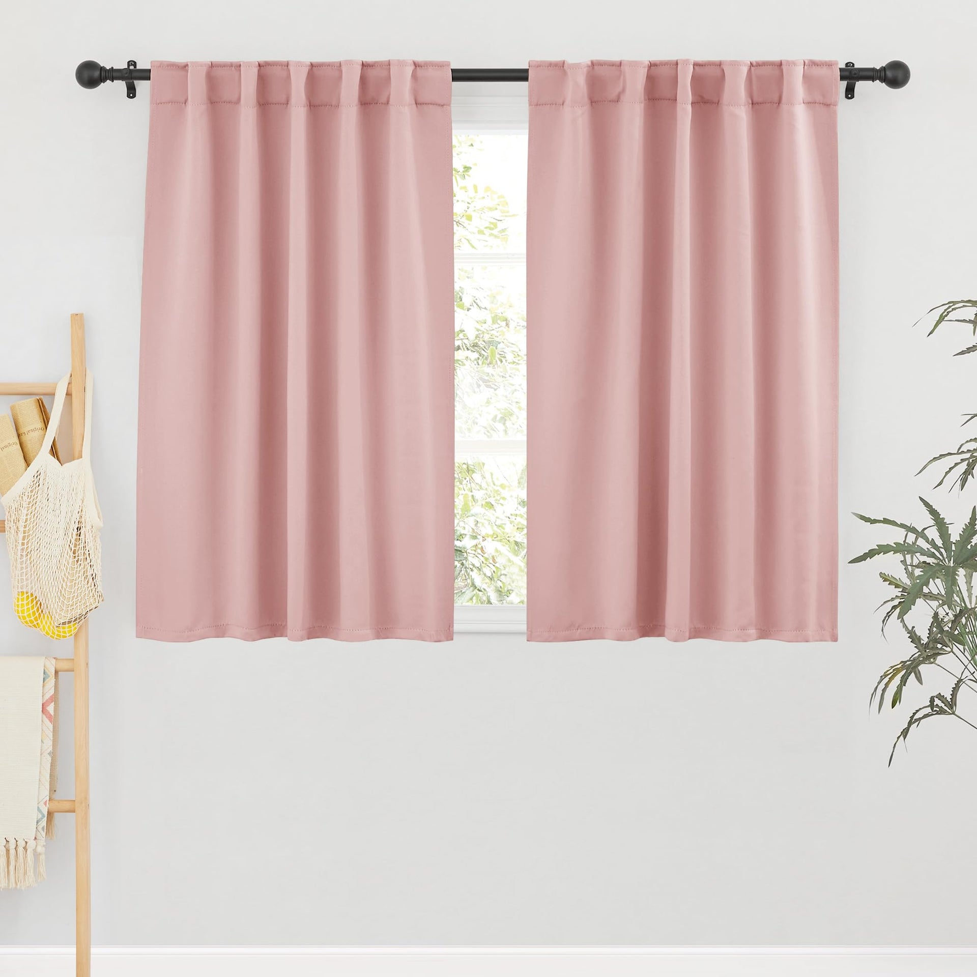 Short Blackout Curtains for Small Kitchen Cafe Bathroom Window (2 Count)