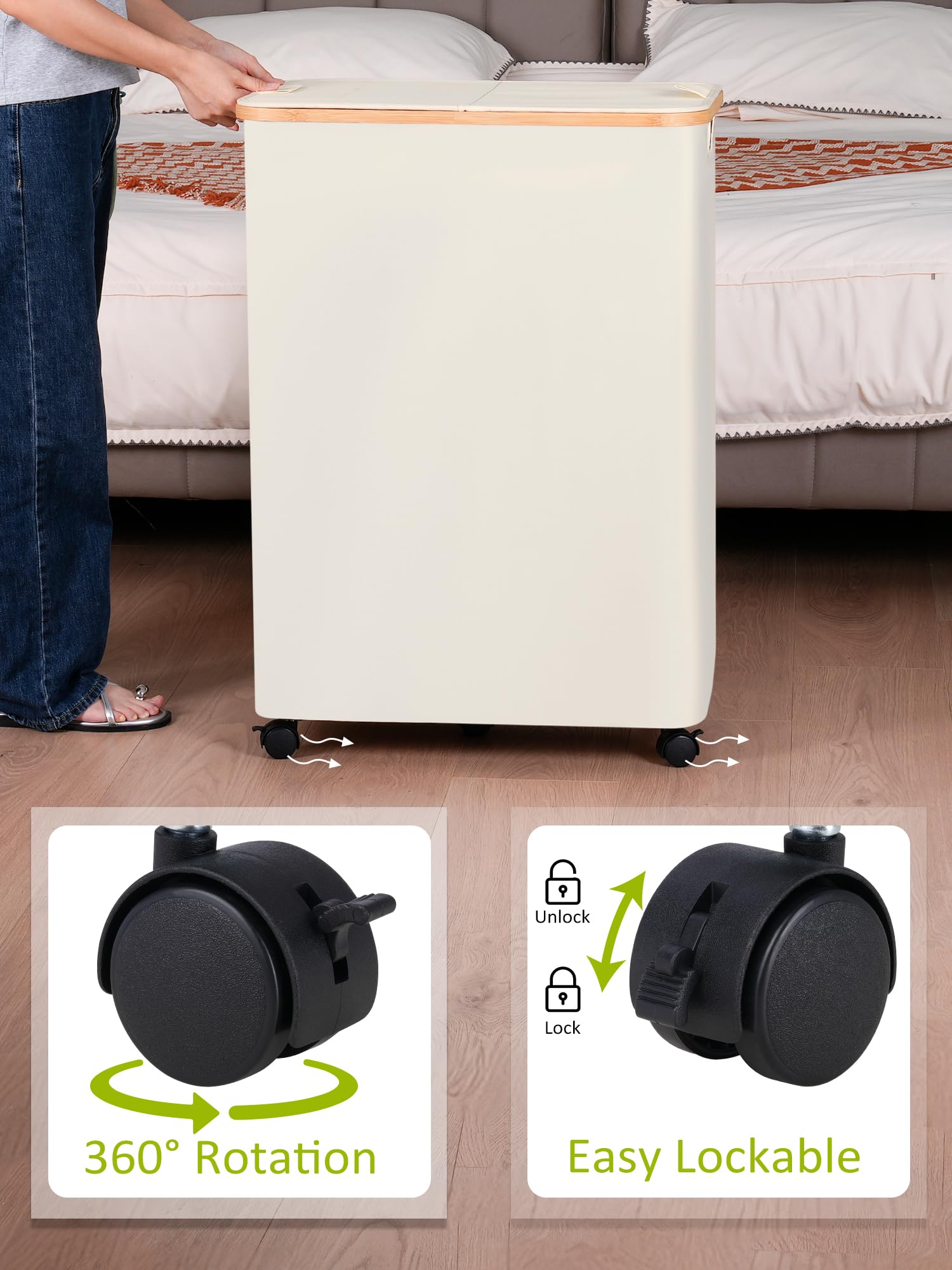 Double Laundry Hamper with Wheels