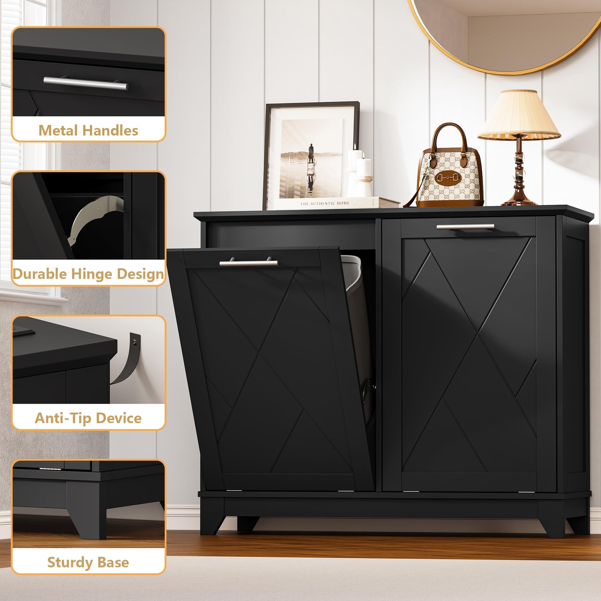 Tilt Out Trash Can Cabinet for 2 Bins