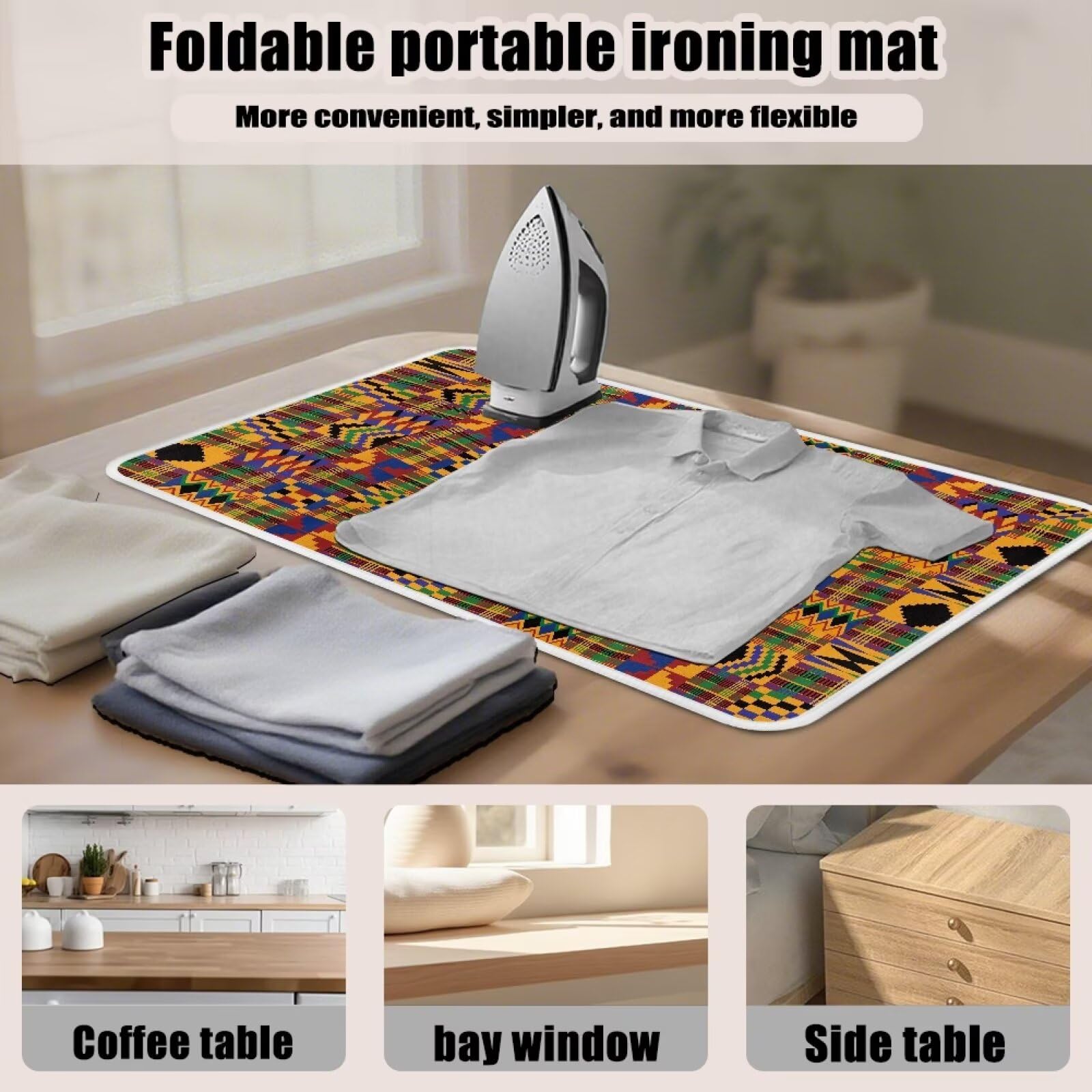 Ironing Mat Pad for Table Portable Travel Iron Blanket African Print Ironing Board Covers Tribal Pressing Mat Heat Press Pads 32x16 Inches
