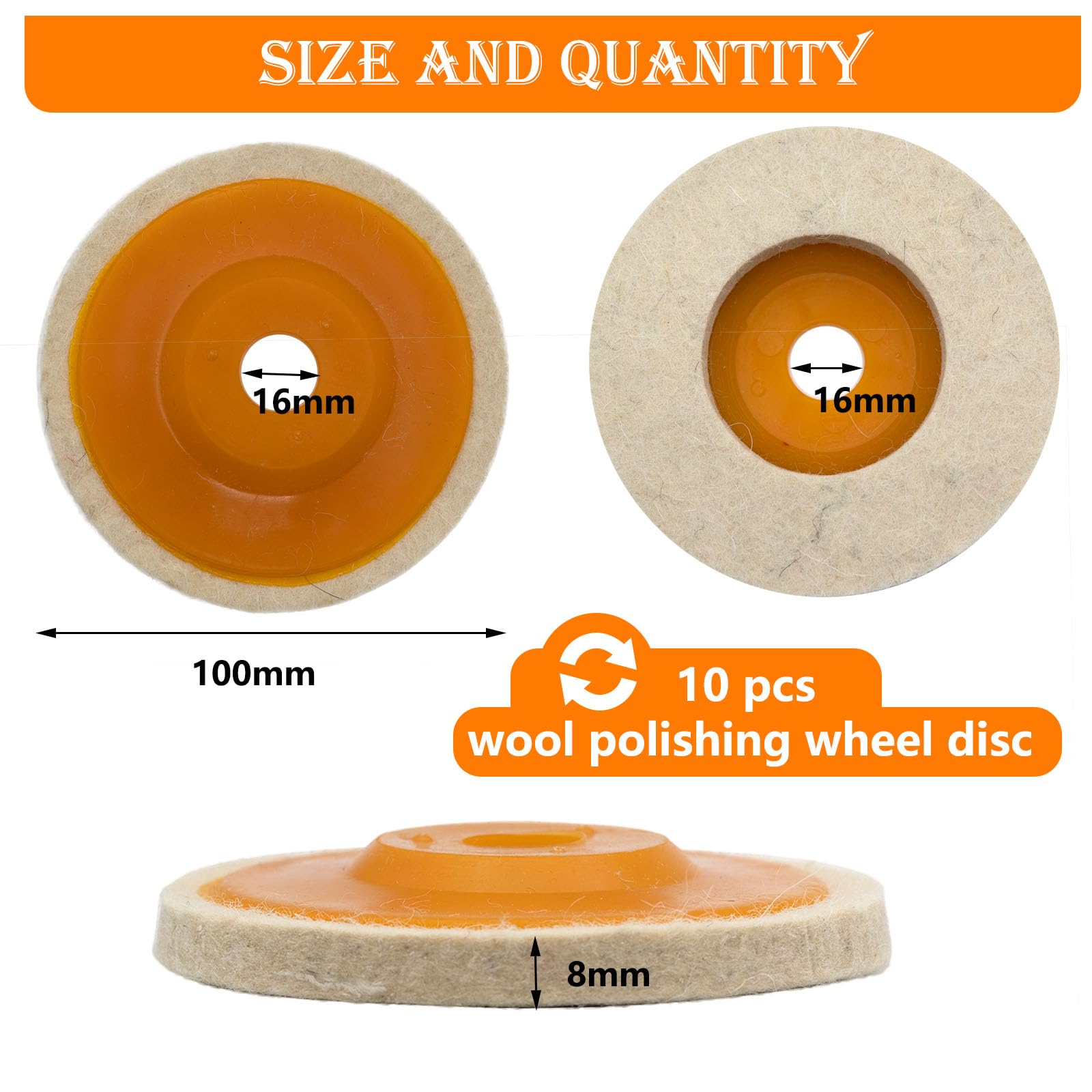 10 Pcs 4 Inch Wool Felt Polishing Wheel Disc (10 Count)