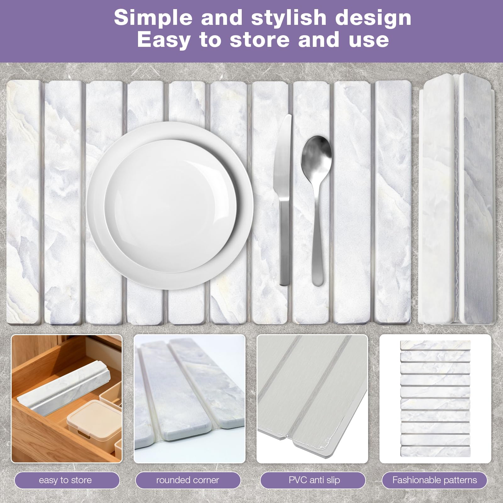 Elegant Grey Marble Drying Mat