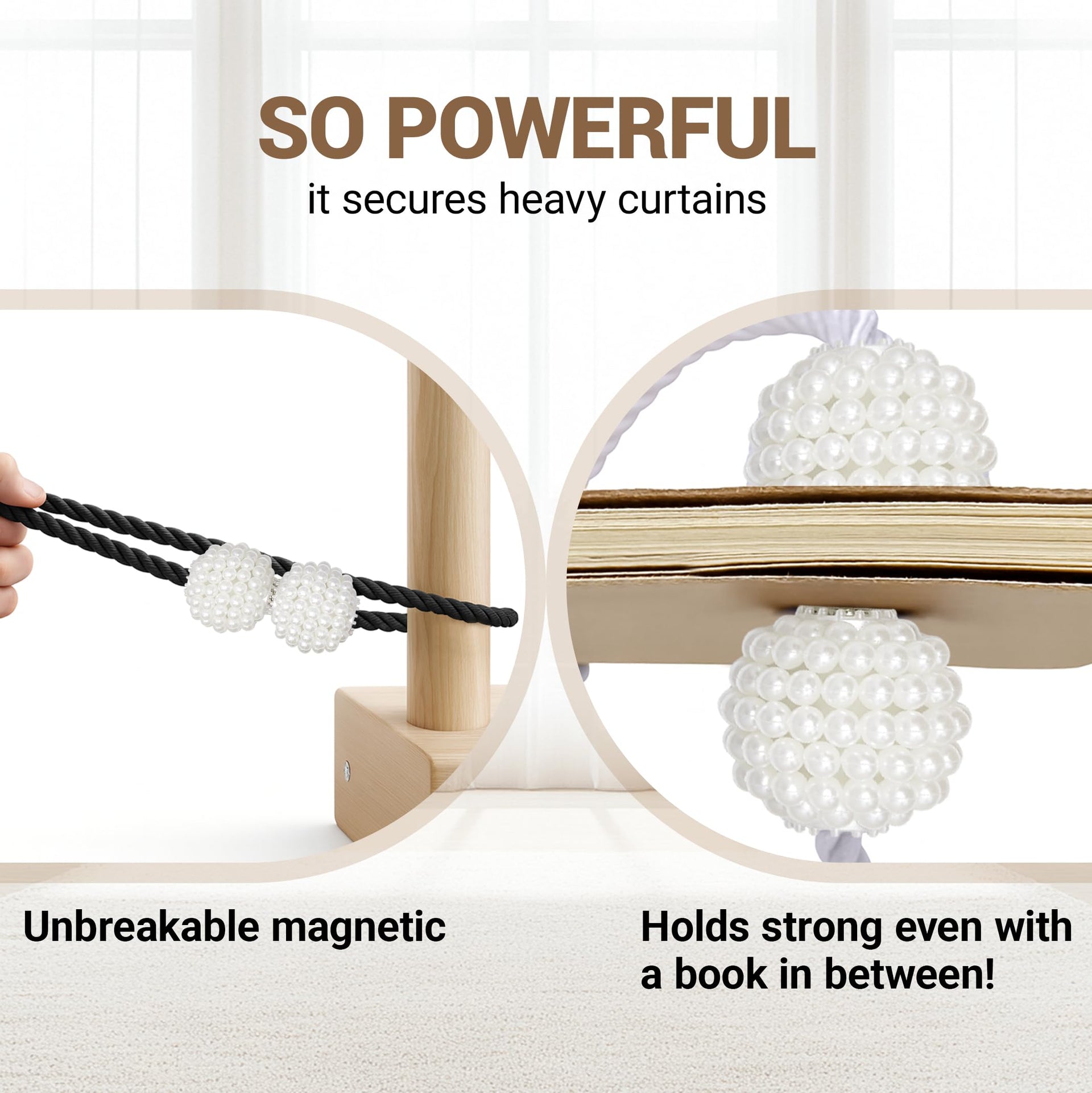 Magnetic Curtain Tiebacks Black 2pcs (2 Count)