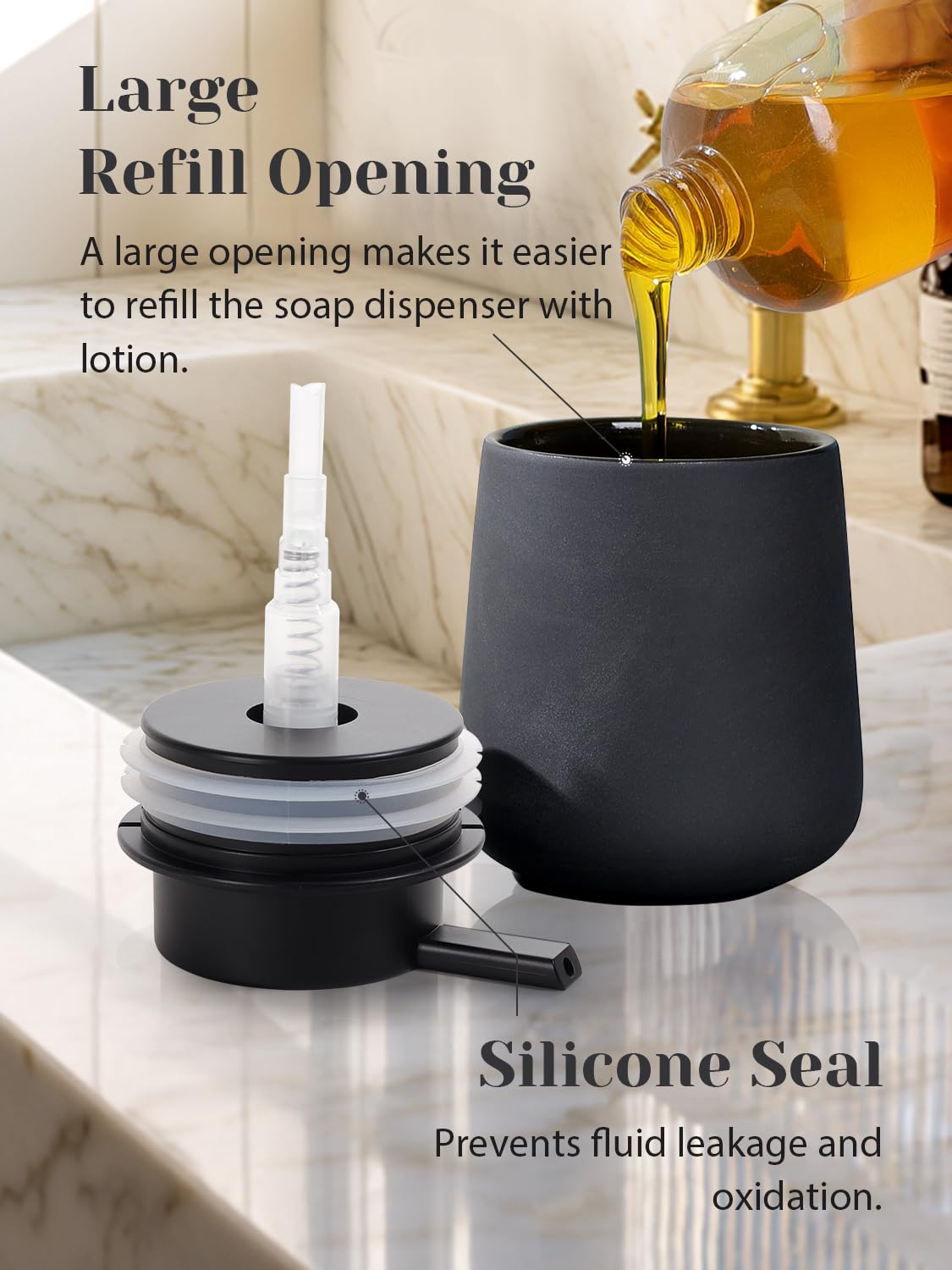 Ceramic Soap Dispenser for Kitchen and Bathroom