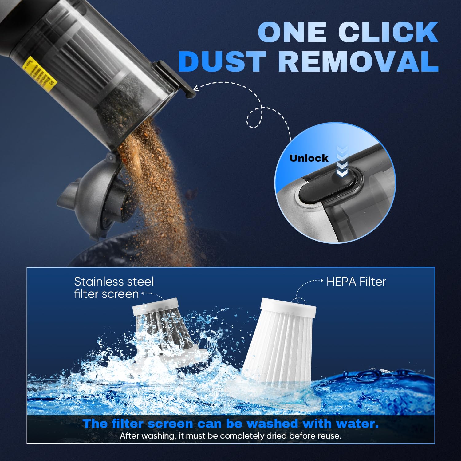 4 in1 Handheld Car Vacuum Portable Cordless 20000Pa HL157 Silver