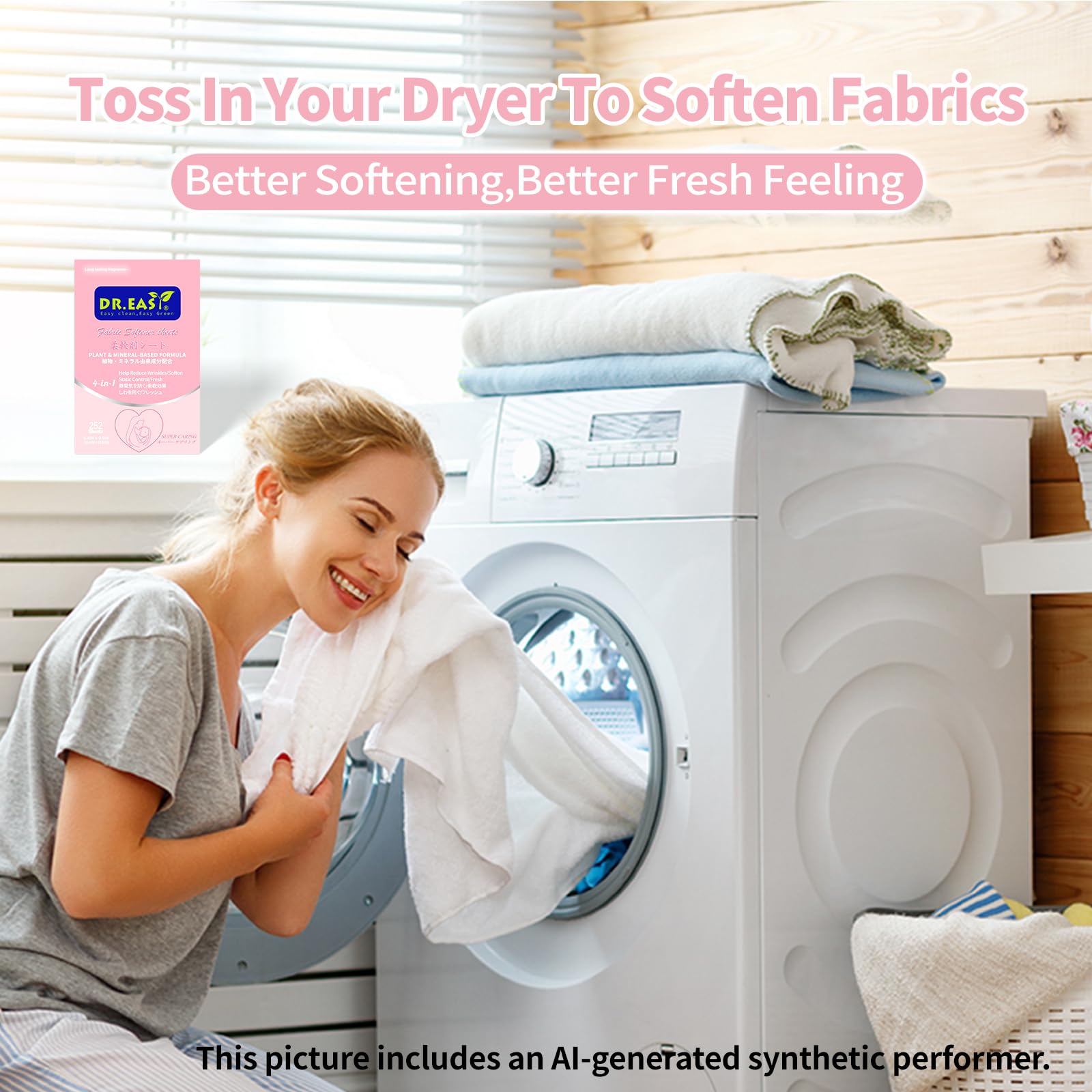 DR.EASY Dryer Sheets Plant Based Formula 252 Ct Super Caring (252 Count)