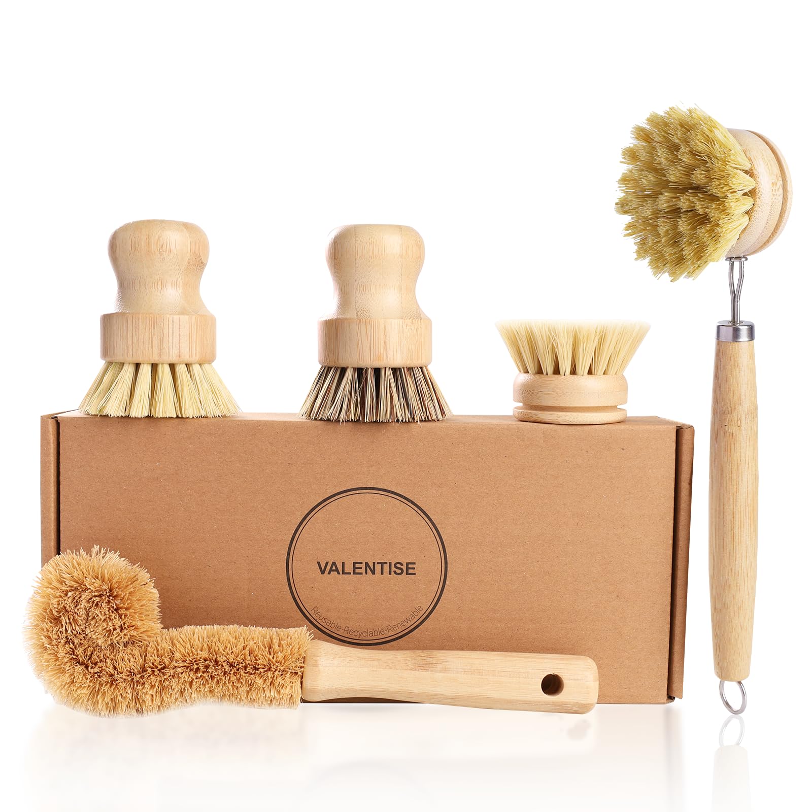 Bamboo Dish Brush Set (5 Count)
