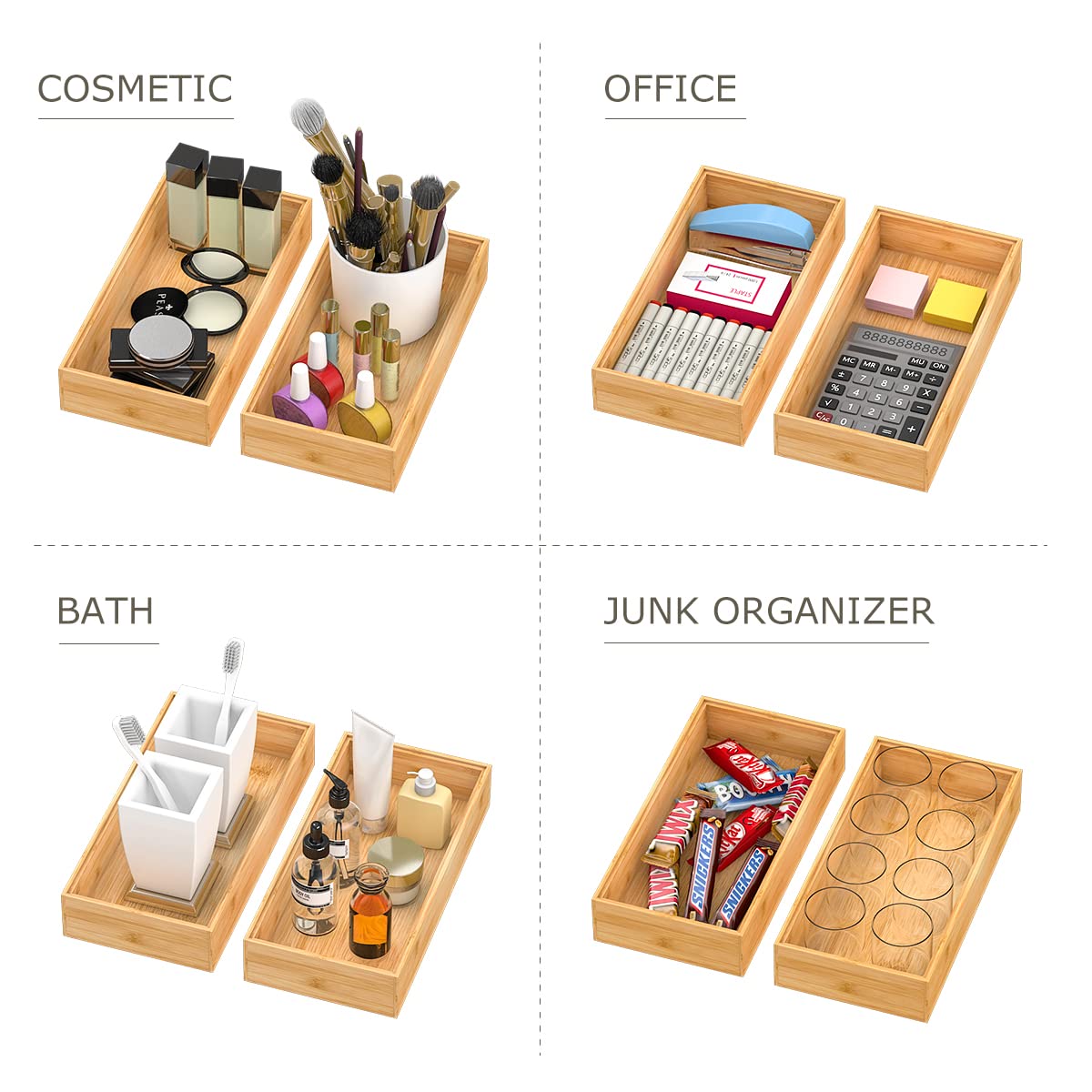 Bamboo Kitchen Drawer Organizer 12"x 6" (2 Count)